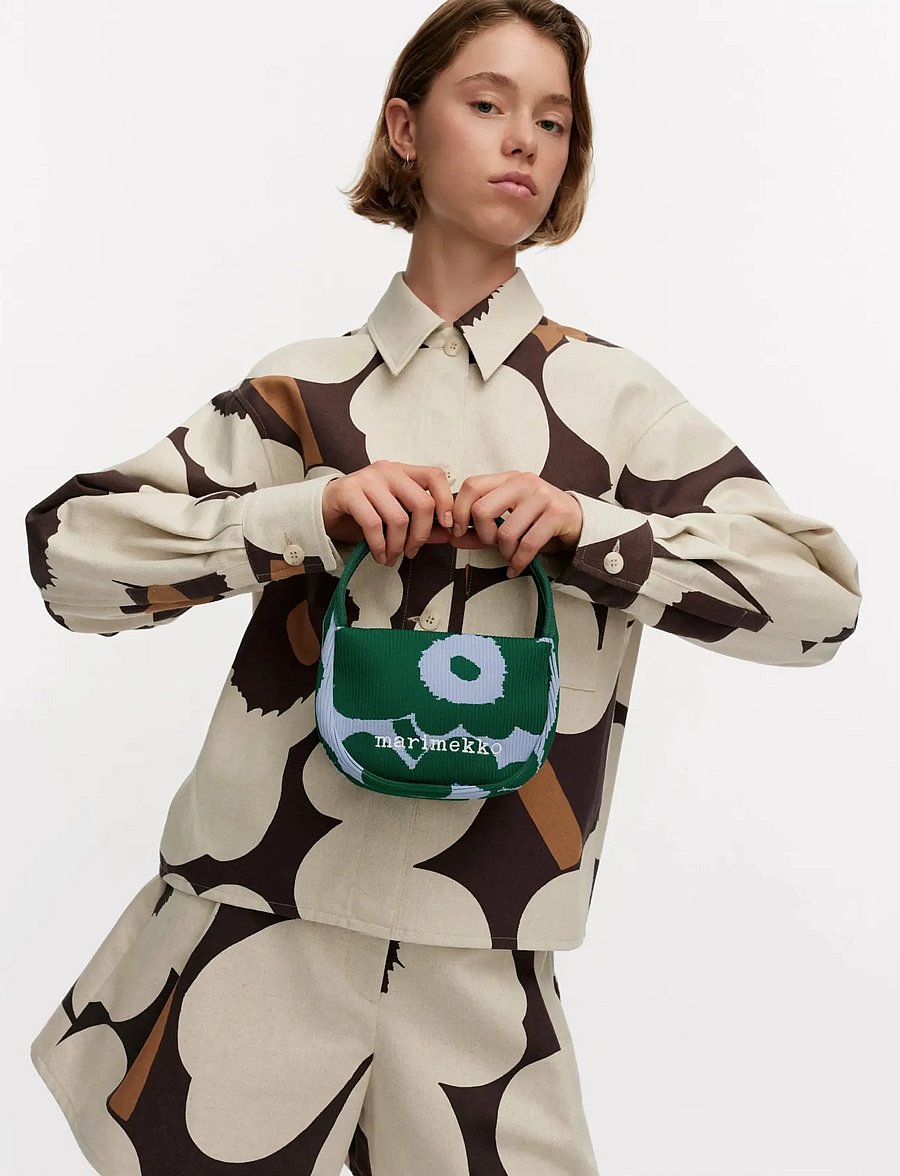 Marimekko - KNITTED MINI HANDBAG UNIKKO - henkeltaschen - dark green, blue - 0