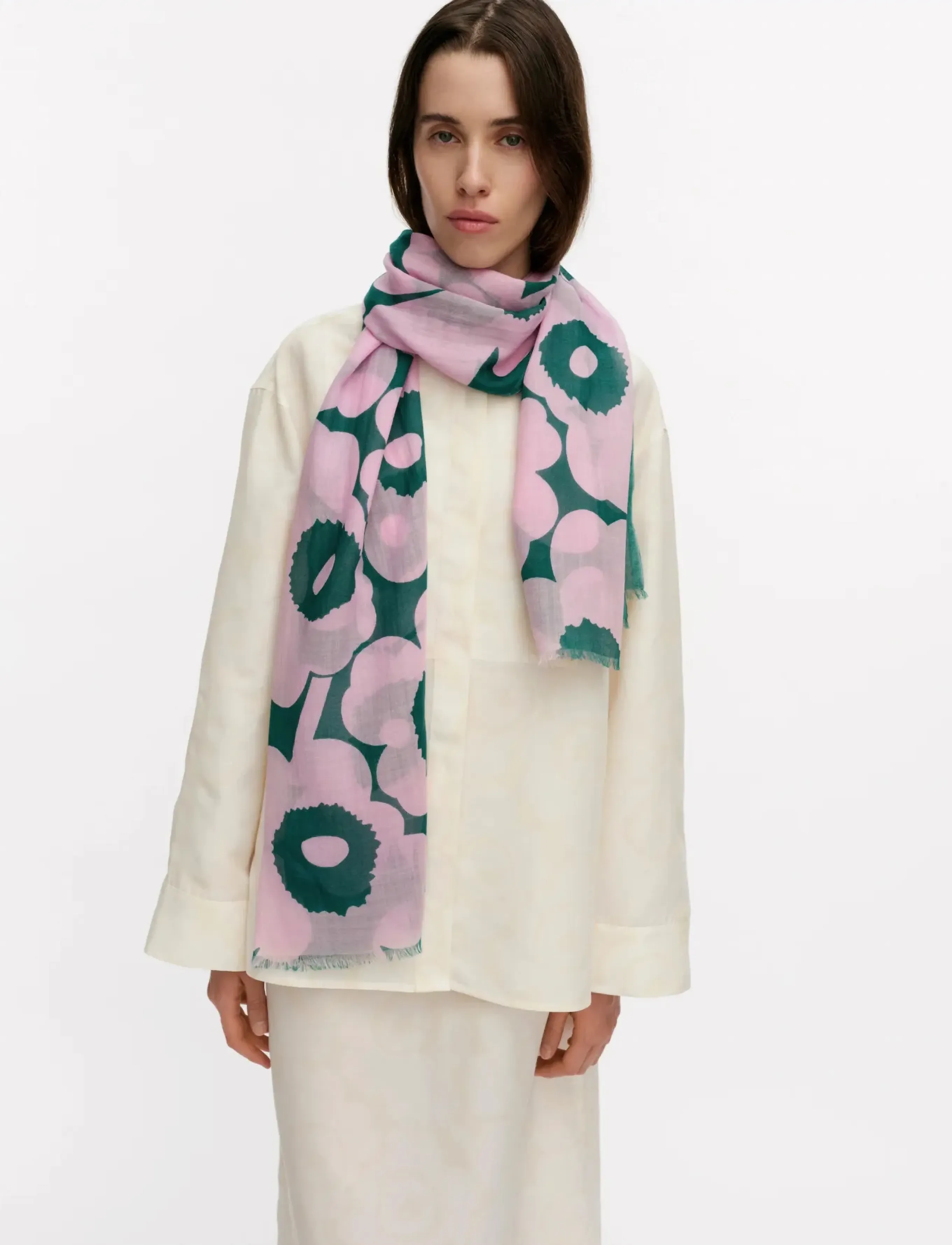Marimekko Fiore Unikko, One Size, Green, Tørklæder > Letvægtstørklæder, Dame