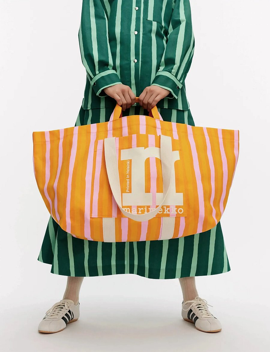Marimekko - MONO CITY XL TOTE PICCOLO - tote bags - orange, pink - 0