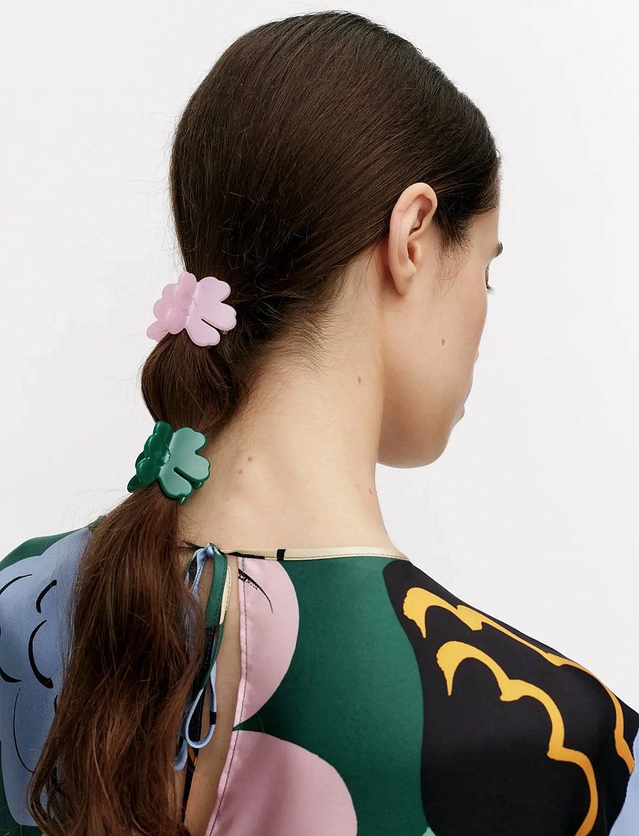 Marimekko - NANO UNIKKO HAIR CLIP SET - hårspænde - pink, dark green - 0