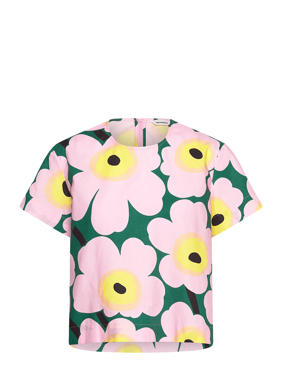 Marimekko - HUOJUNTA UNIKKO - short-sleeved blouses - green, pink, yellow - 1