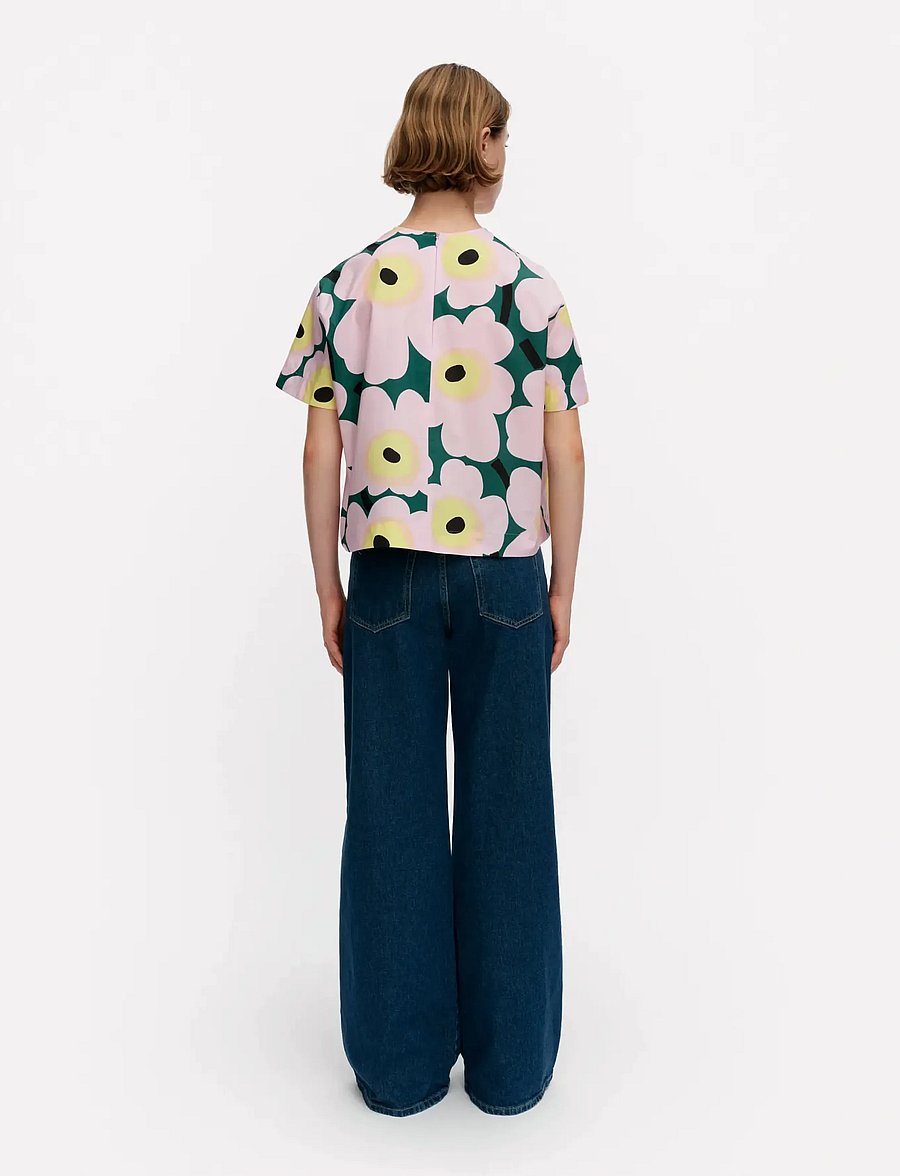 Marimekko - HUOJUNTA UNIKKO - short-sleeved blouses - green, pink, yellow - 2