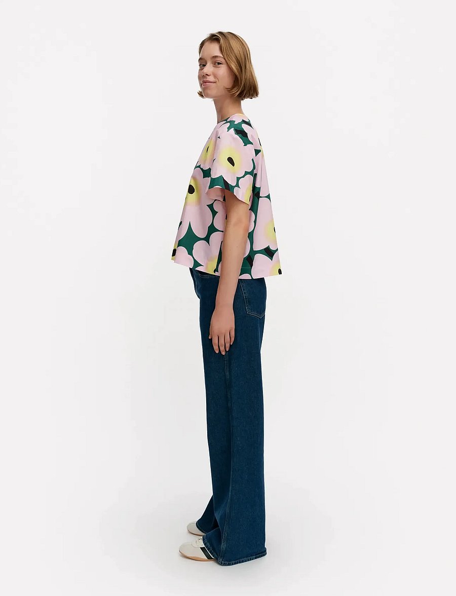 Marimekko - HUOJUNTA UNIKKO - short-sleeved blouses - green, pink, yellow - 3