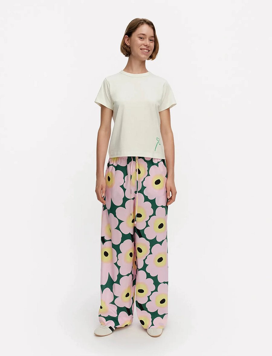Marimekko - PUOTI UNIKKO - bukser med brede ben - pink, green, yellow - 0