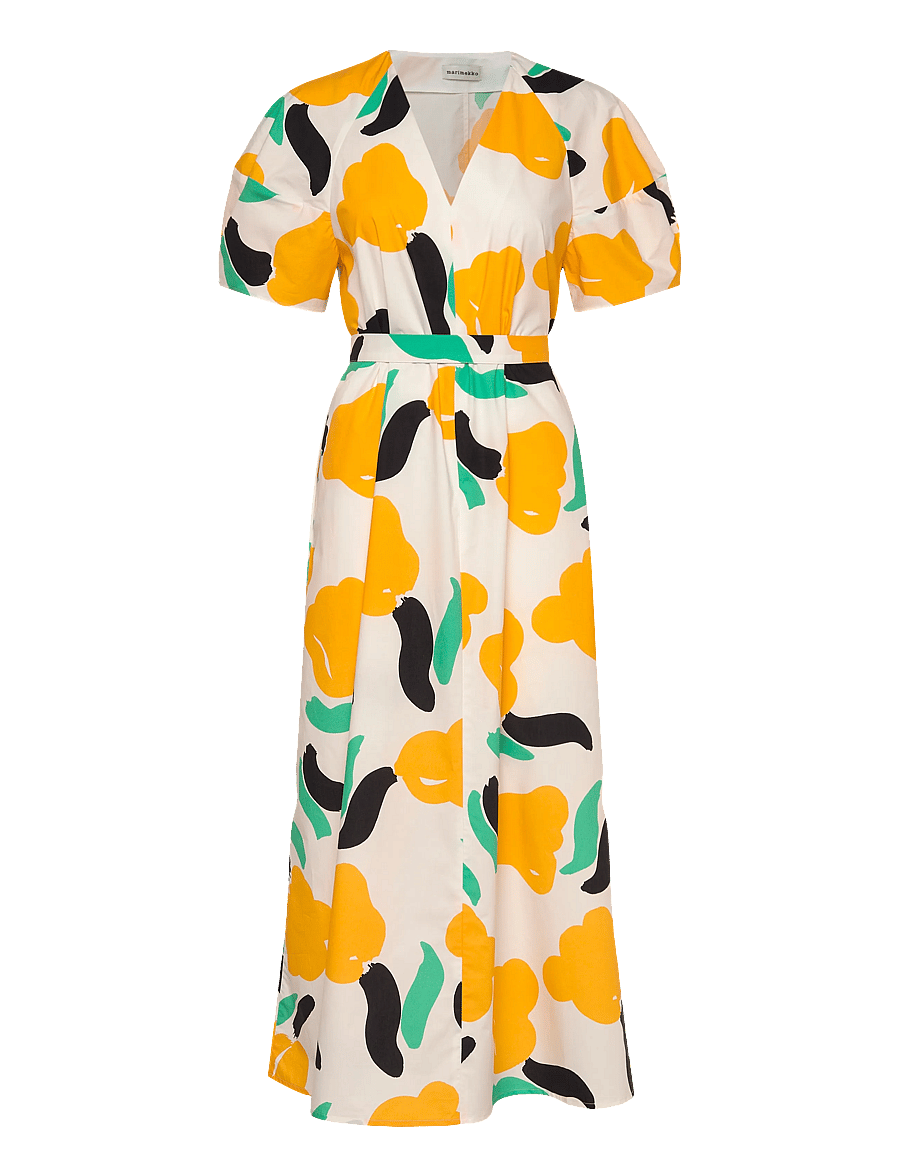 Marimekko - TAIVUT LEMMITTY - wrap dresses - white, orange, green - 1