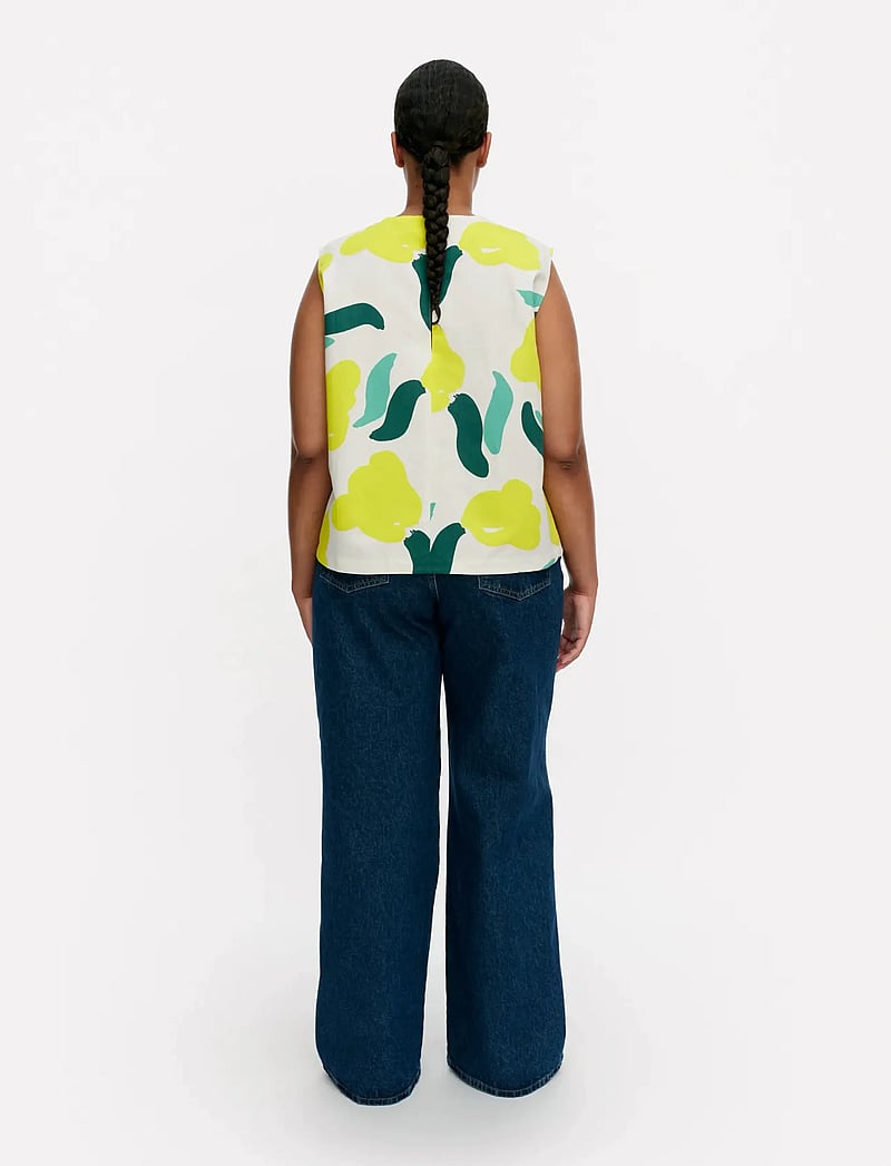 Marimekko - ERILAISIA LEMMITTY - varrukateta pluusid - off white, yellow, green - 3