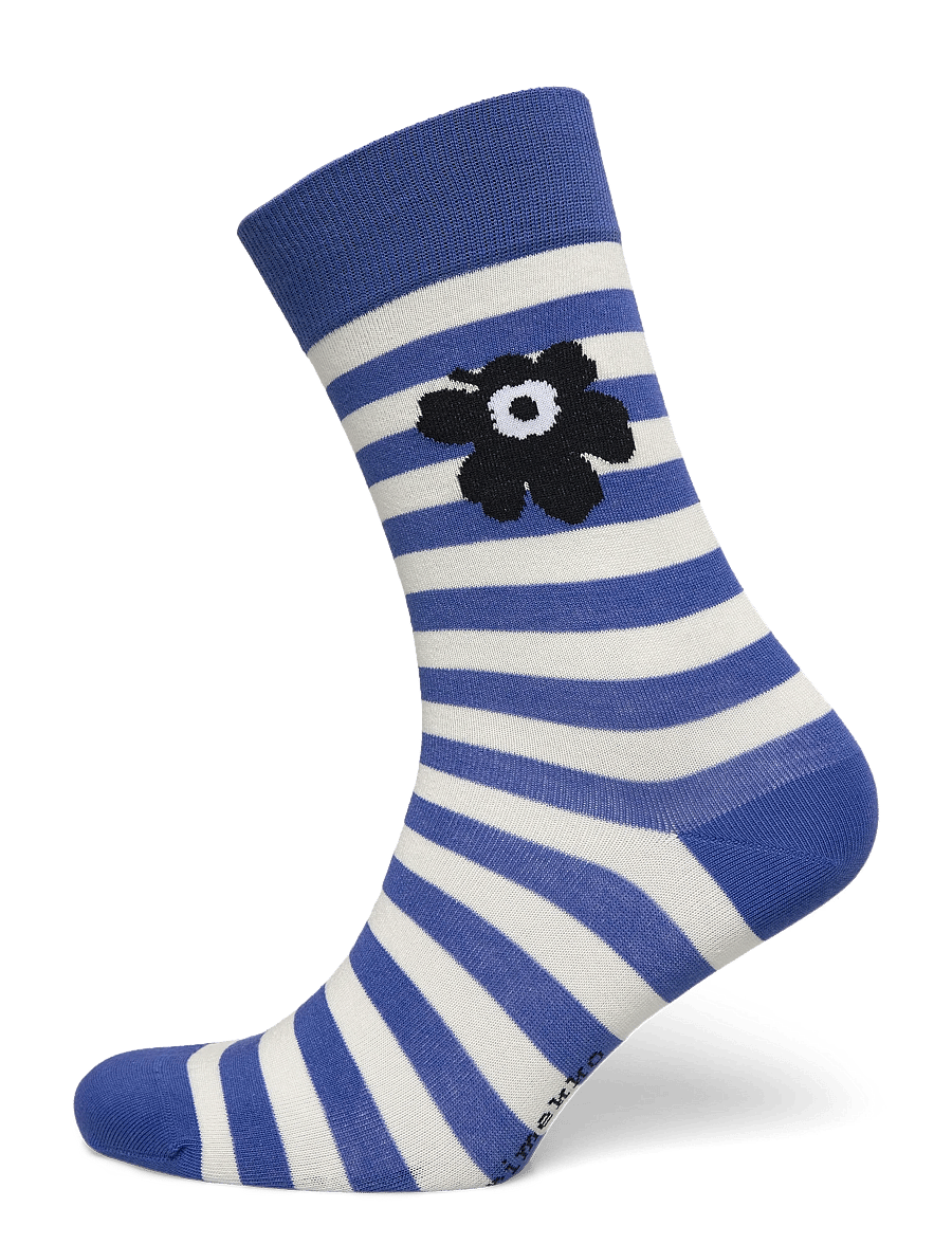 Marimekko - KASVAA TASARAITA UNIKKO ONE - normale socken - blue, off white, black - 0