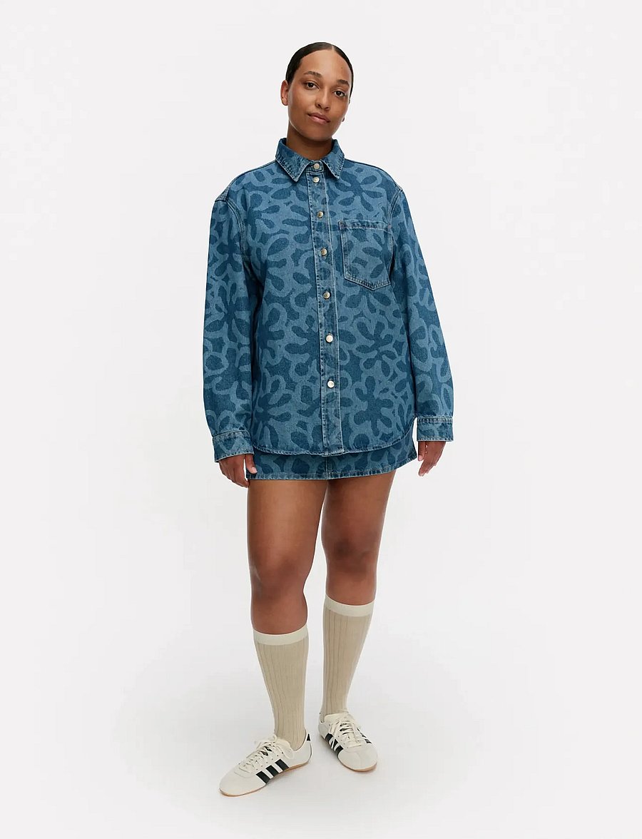 Marimekko - MARIDENIM VAIHE KUKKA - džinsa krekli - used indigo - 0
