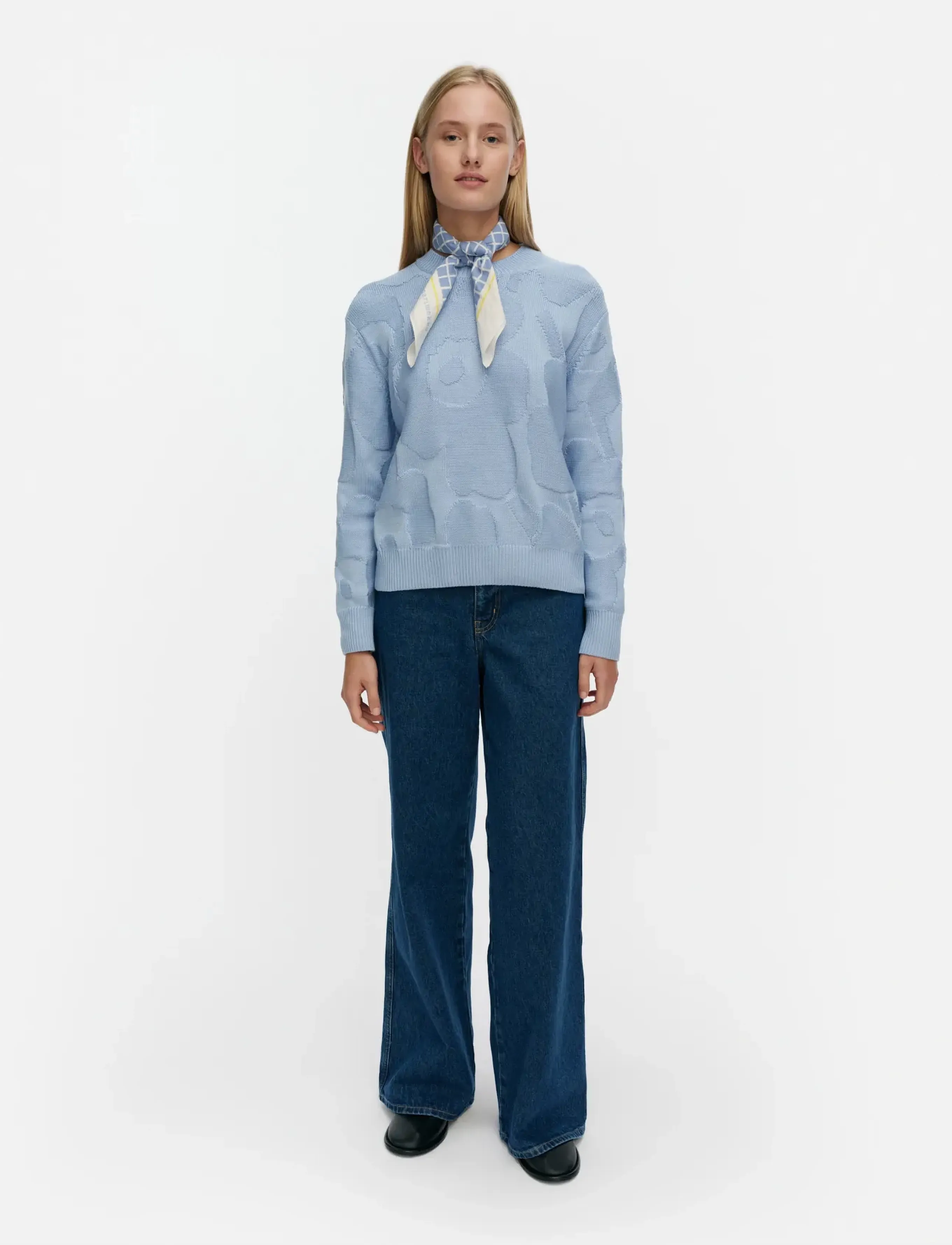 Marimekko Pulputus Unikko, L, Blue, Strik > Trøjer, Dame