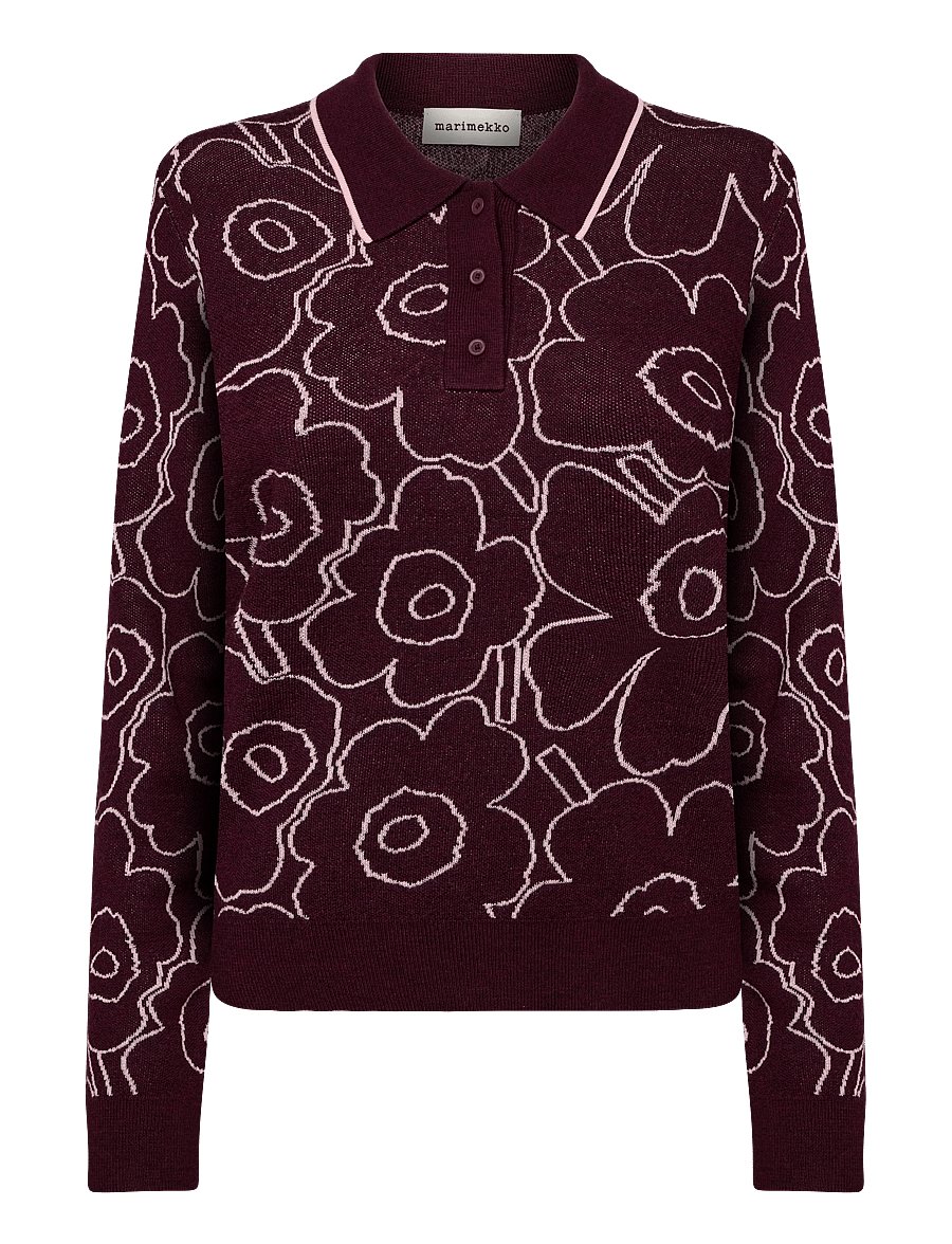 Marimekko - RWS LIIKKUA PIIRTO UNIKKO - striktrøjer - wine red, light pink - 1
