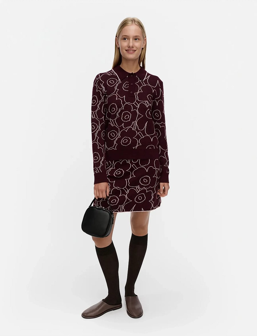 Marimekko - RWS LIIKKUA PIIRTO UNIKKO - striktrøjer - wine red, light pink - 0