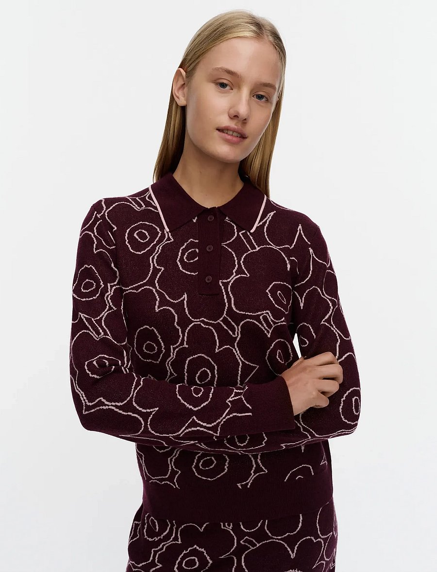 Marimekko - RWS LIIKKUA PIIRTO UNIKKO - striktrøjer - wine red, light pink - 3