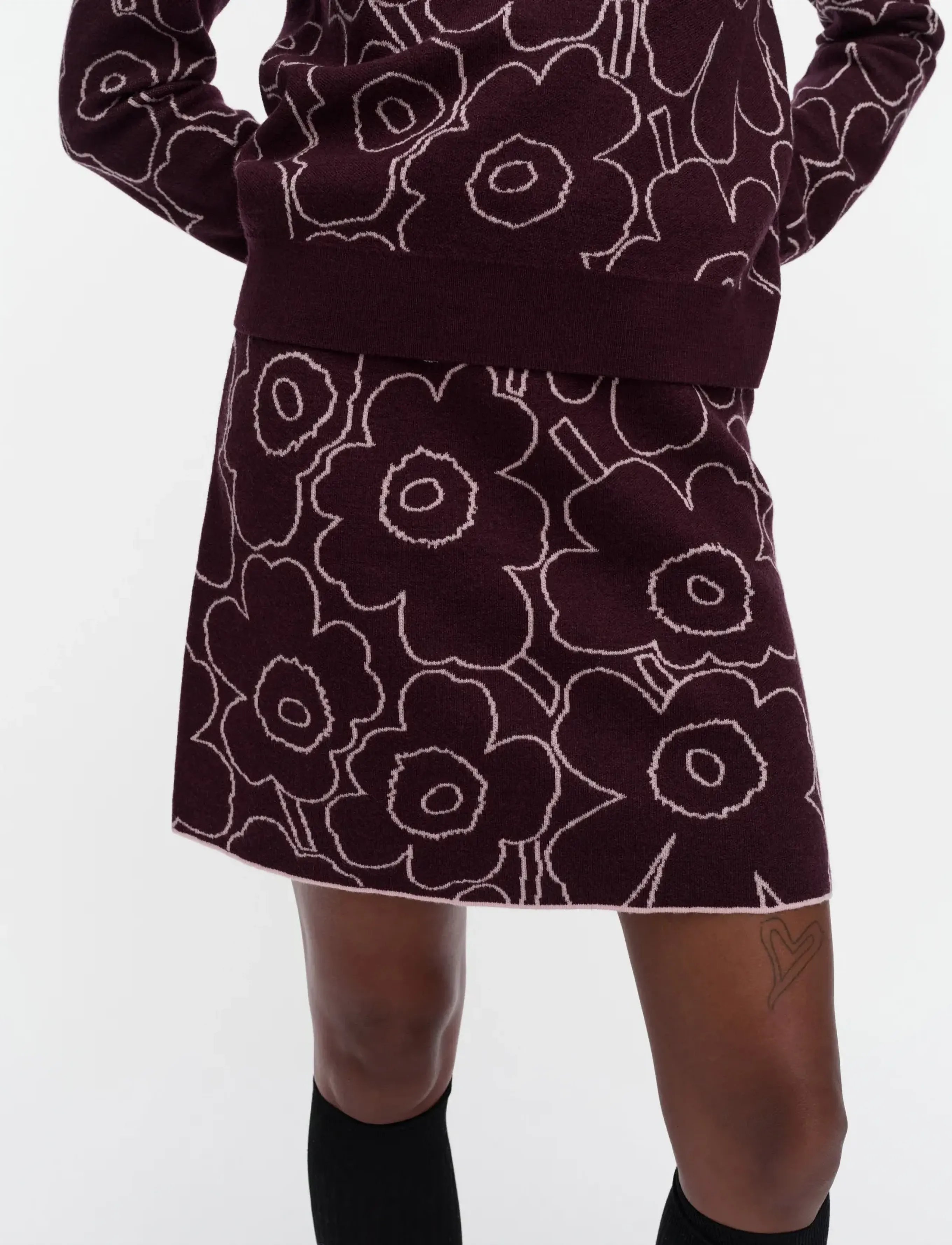 Marimekko - RWS TOISTUVA PIIRTO UNIKKO - wine red, light pink - 3