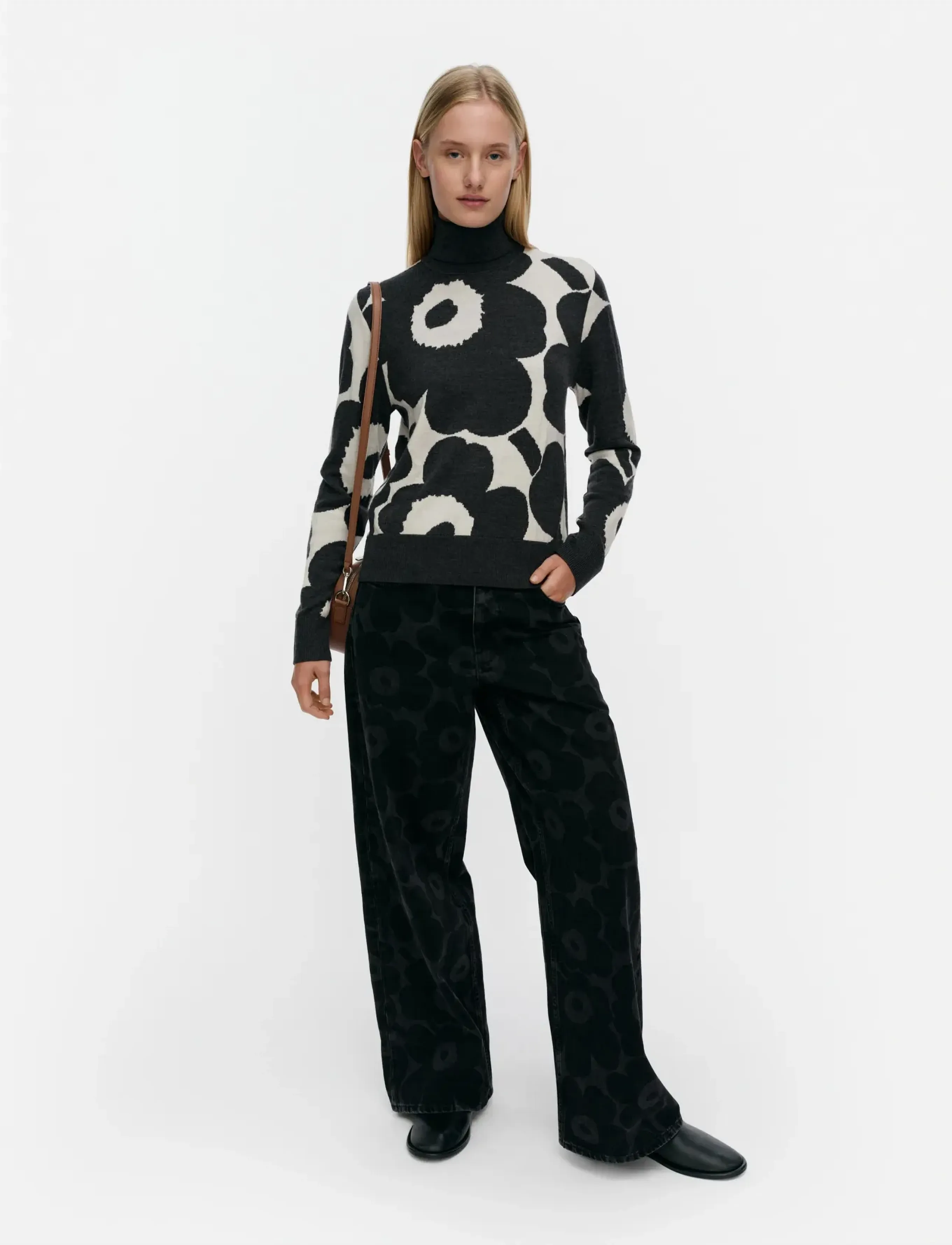 Marimekko Rws Sopimus Unikko, XS, Knitwear, Grau - Turtleneck, Frauen