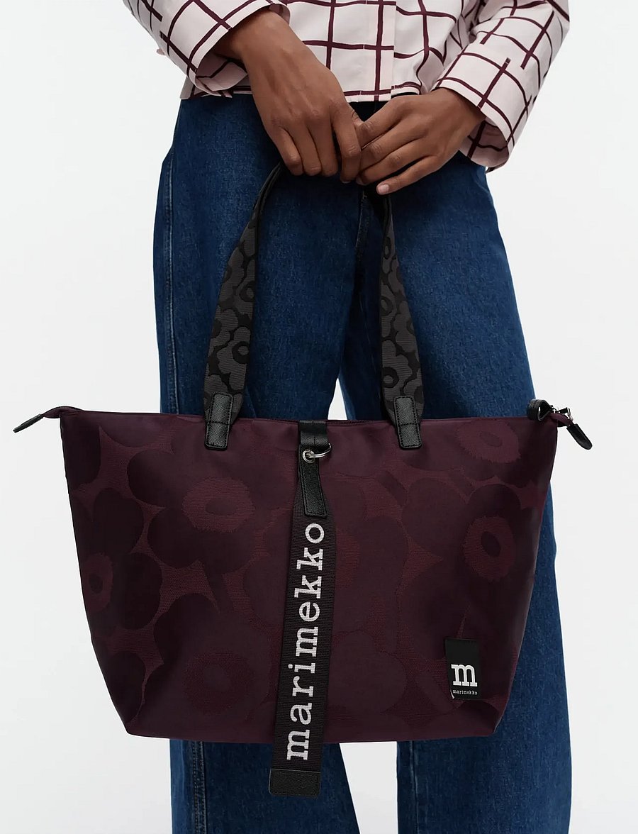 Marimekko - TOTE M UNIKKO - tote bags - wine red, dark wine - 0