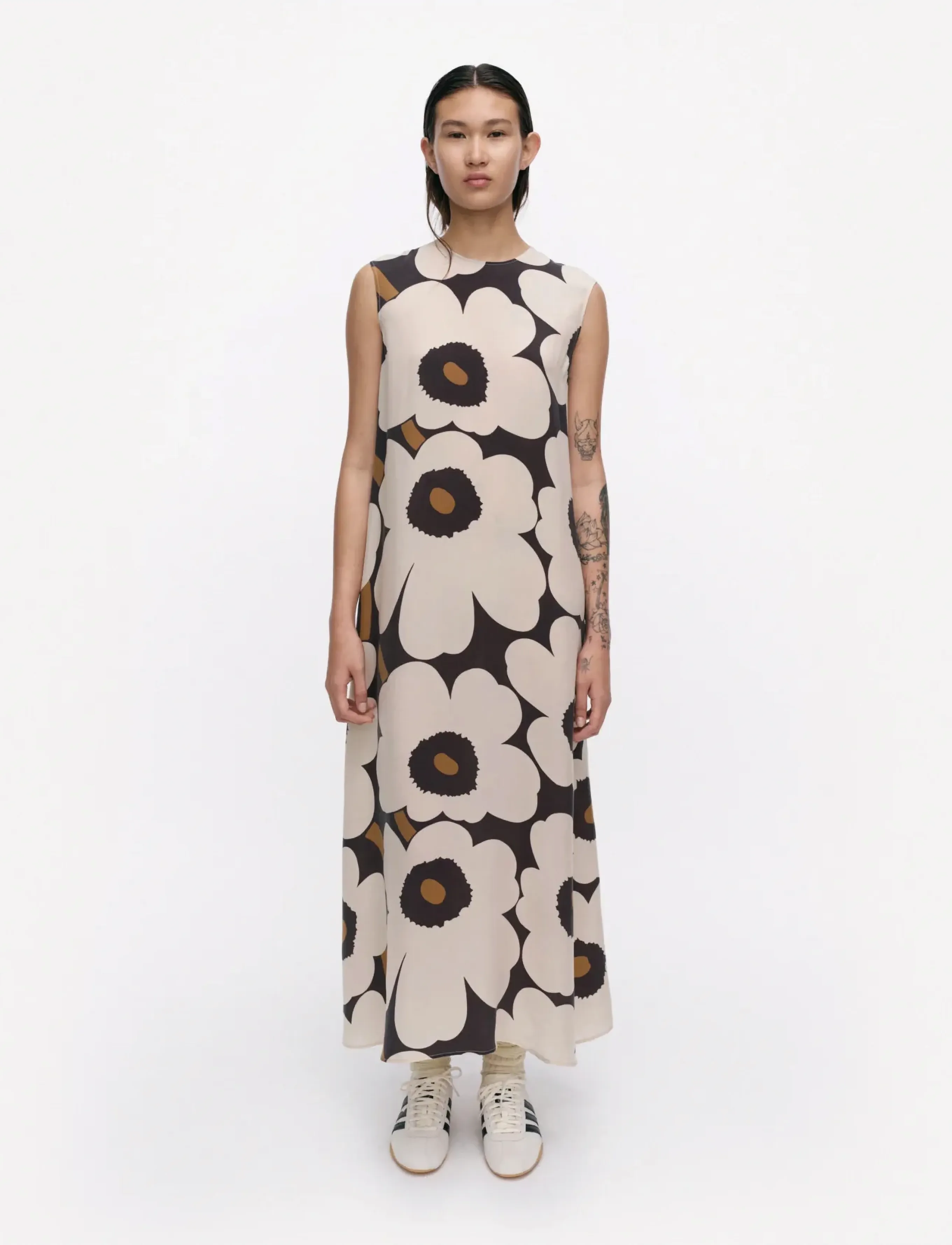 Marimekko Migot Unikko, Kvinder, Blomstret Maxikjole, Beige, Str: 42