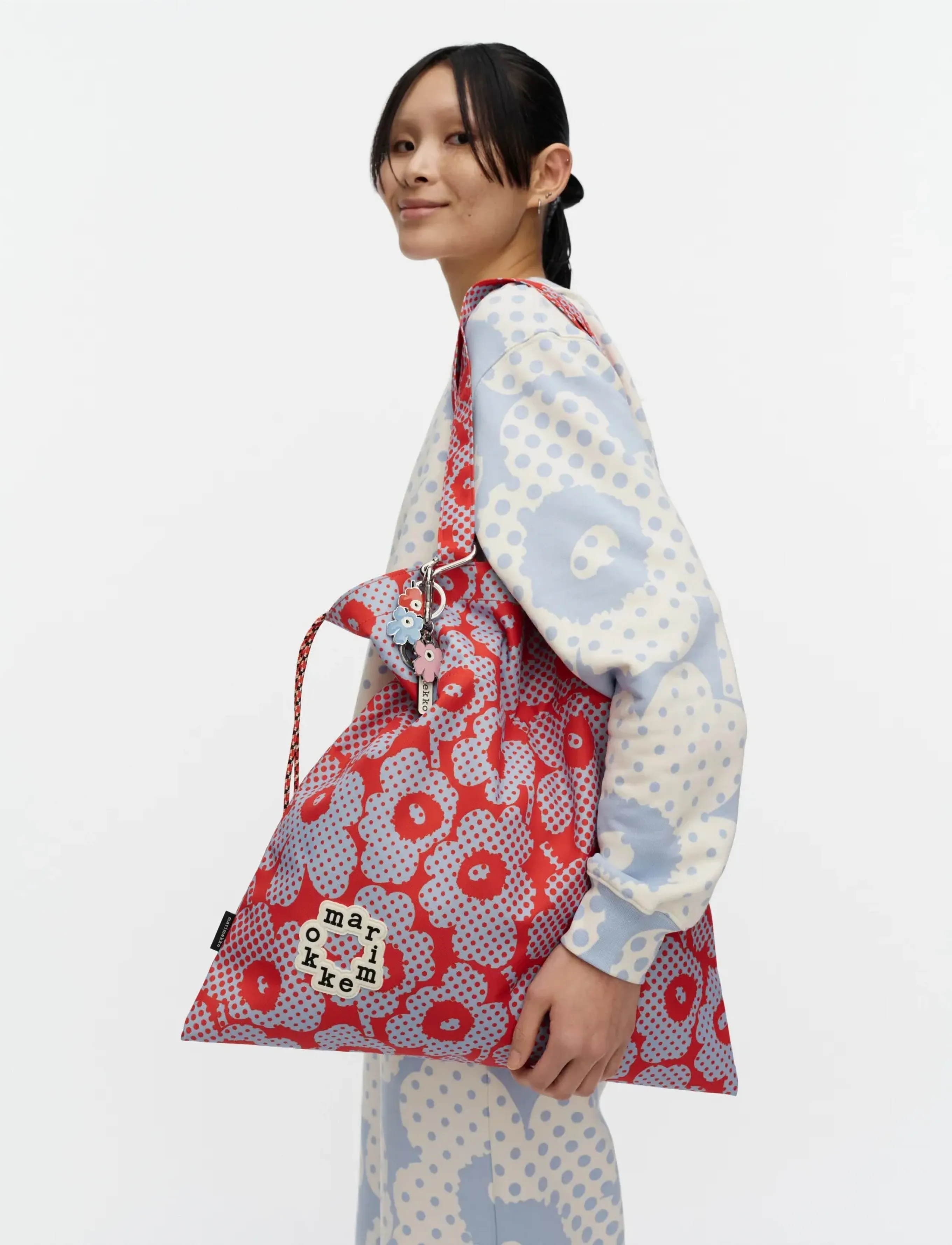Marimekko Metka Mini Unikko, Kvinder, Blomstret Indkøbstaske, Rød, Str: ONE SIZE