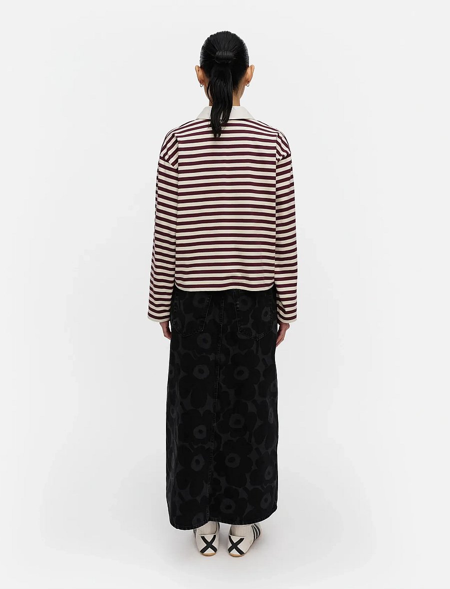 Marimekko - KIPINÄ TASARAITA UNIKKO - pikéer - wine red, light yellow - 4