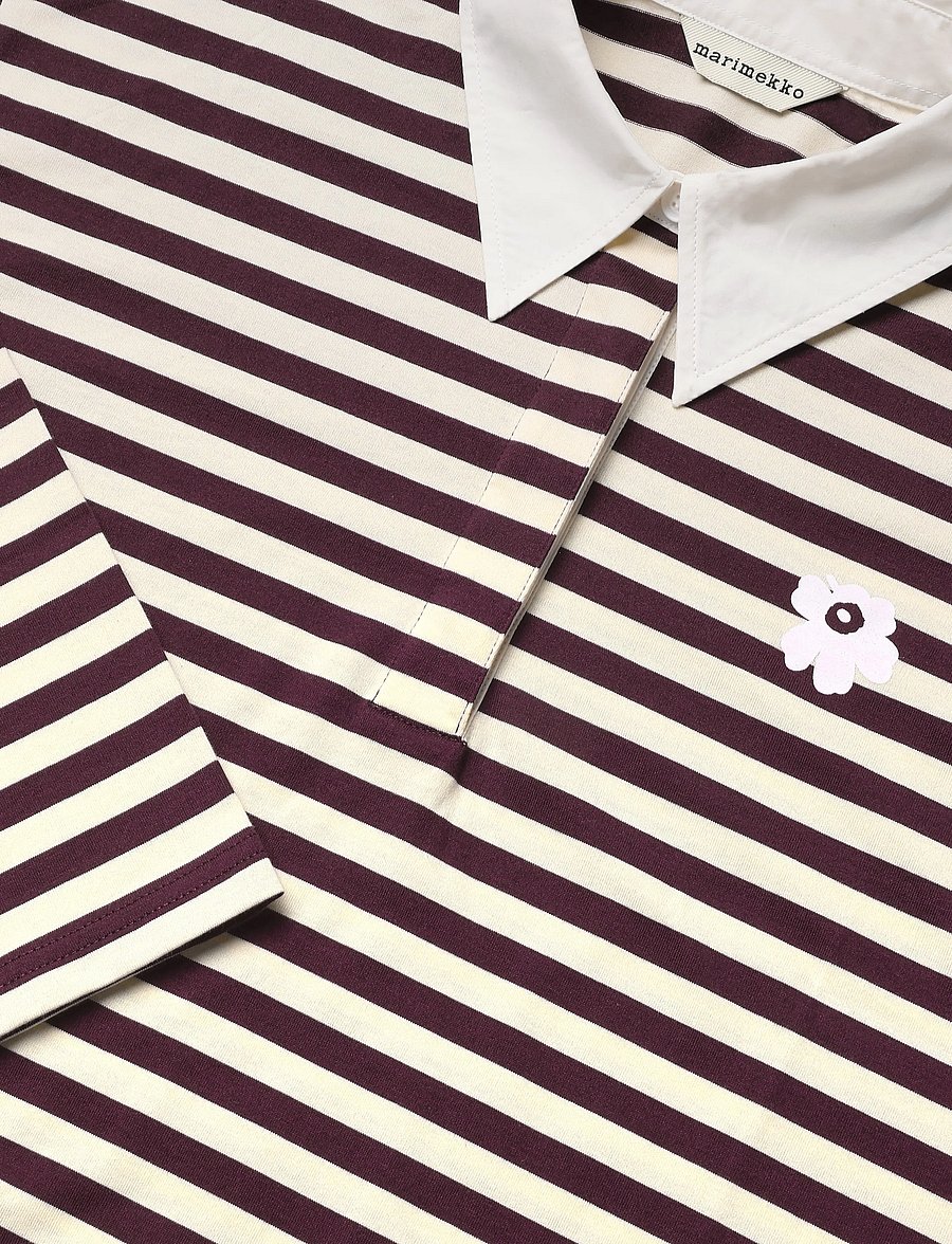 Marimekko - KIPINÄ TASARAITA UNIKKO - pikéer - wine red, light yellow - 5