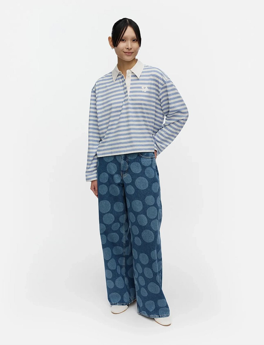 Marimekko - KIPINÄ TASARAITA UNIKKO - polosärgid - light blue, off white - 0
