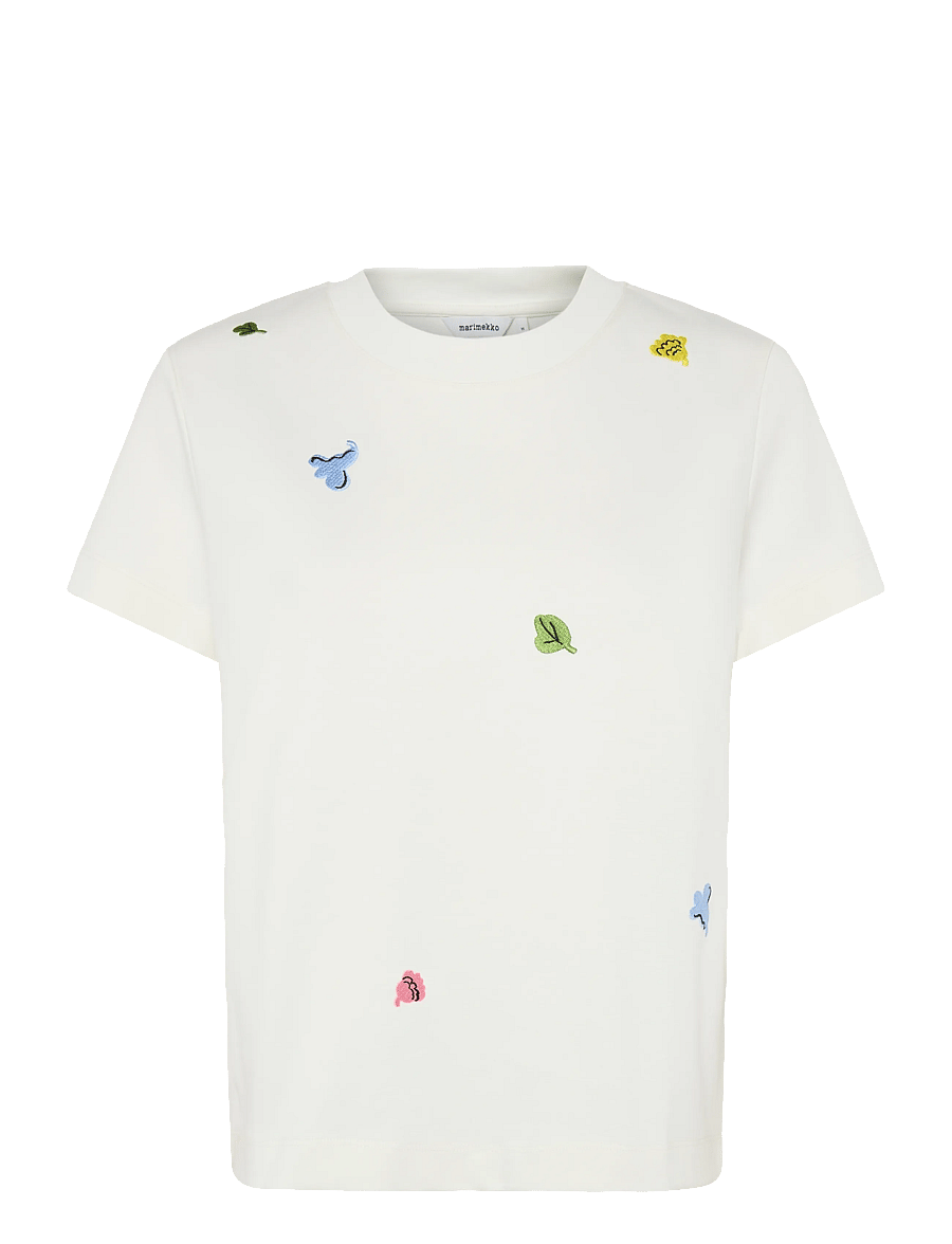 Marimekko - SEKAMELSKA KUKASTA KUKKAAN PLC - t-shirts - off white, yellow, rose, green - 1