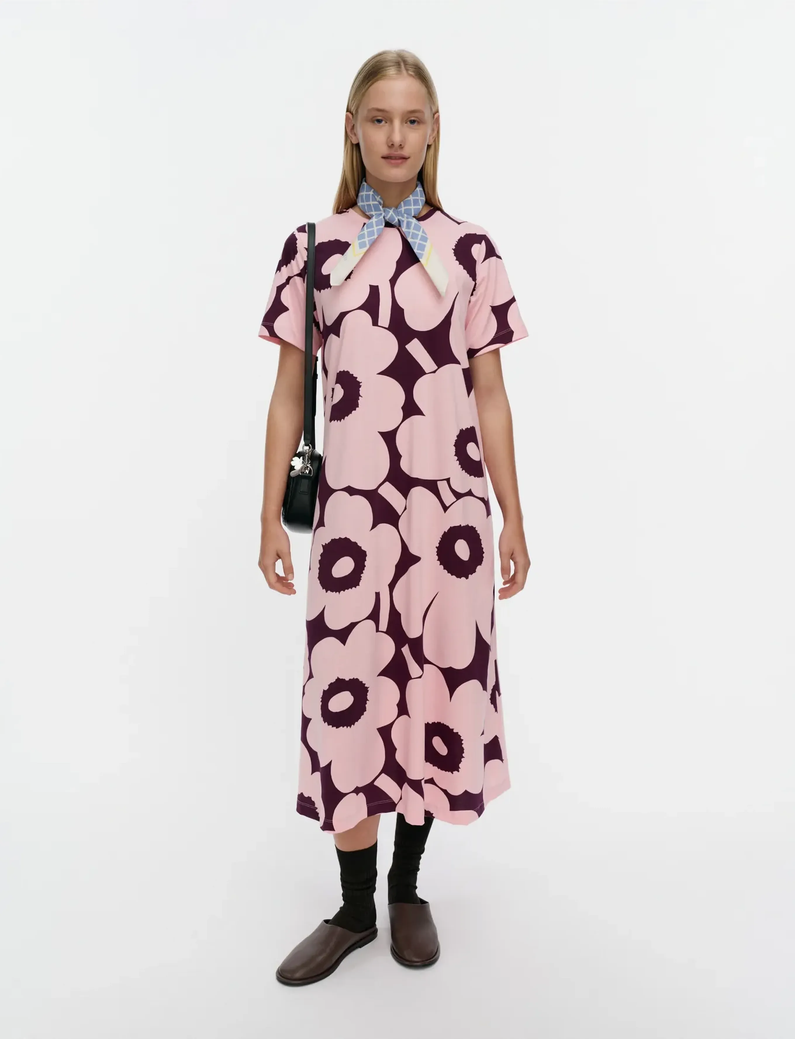 Marimekko Pisteinen Unikko, Kvinder, Maxi T-Shirt Kjole, Pink, Str: L