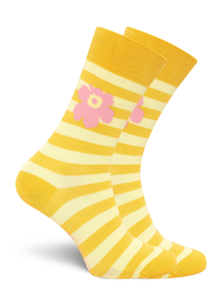 Marimekko - KASVAA TASARAITA UNIKKO ONE - normale socken - yellow, light yellow, light p. - 1