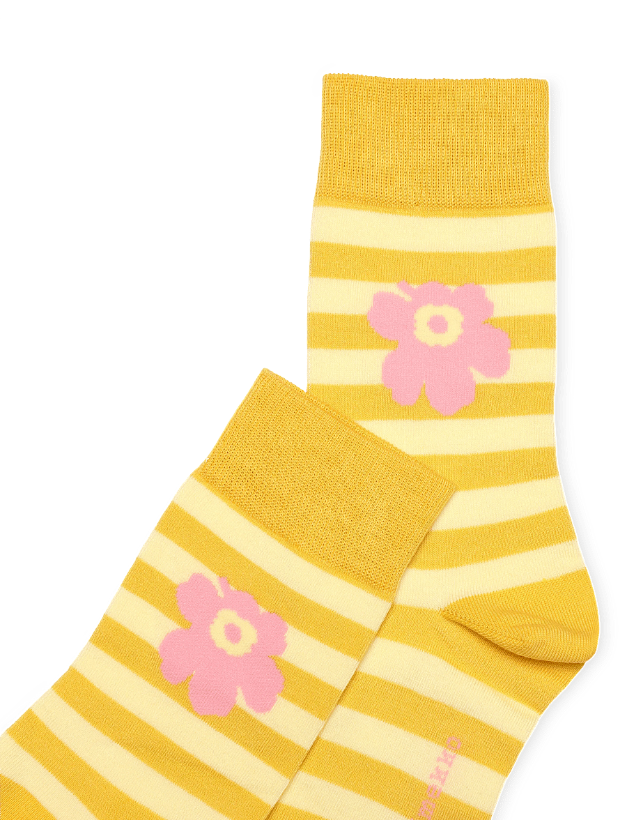 Marimekko - KASVAA TASARAITA UNIKKO ONE - normale socken - yellow, light yellow, light p. - 2