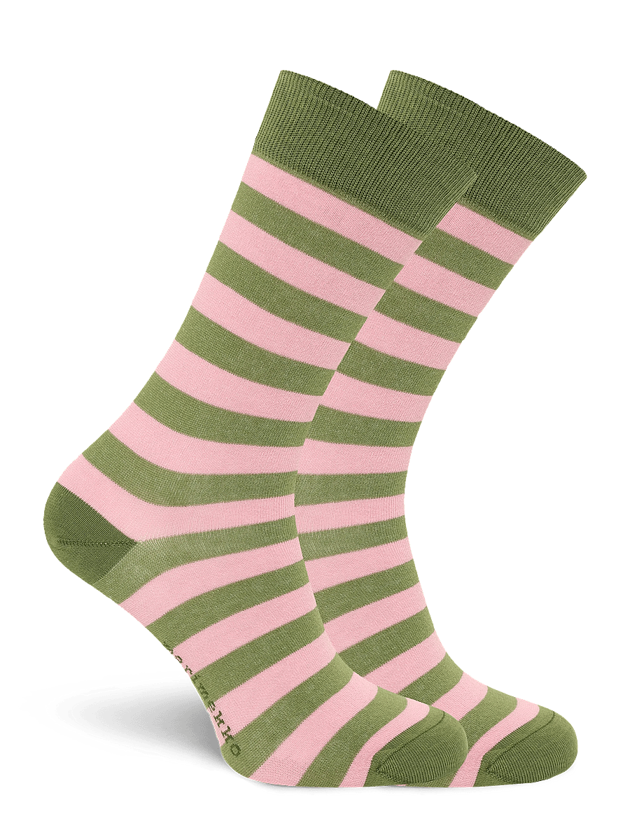 Marimekko - KASVAA TASARAITA UNIKKO ONE - normale socken - green, rose - 0