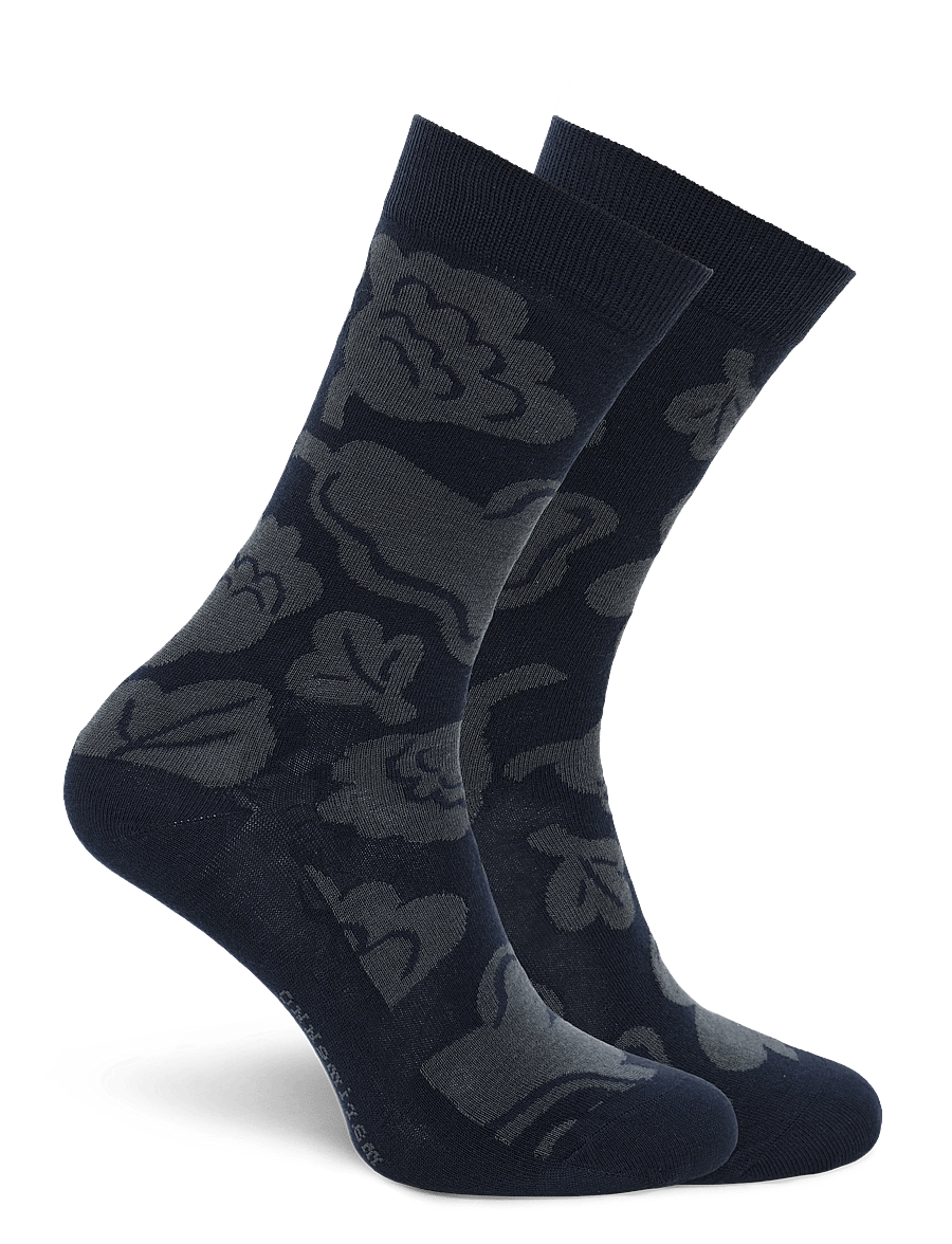 Marimekko - LINJAUS KUKASTA KUKKAAN - almindelige strømper - dark blue, dark grey - 1