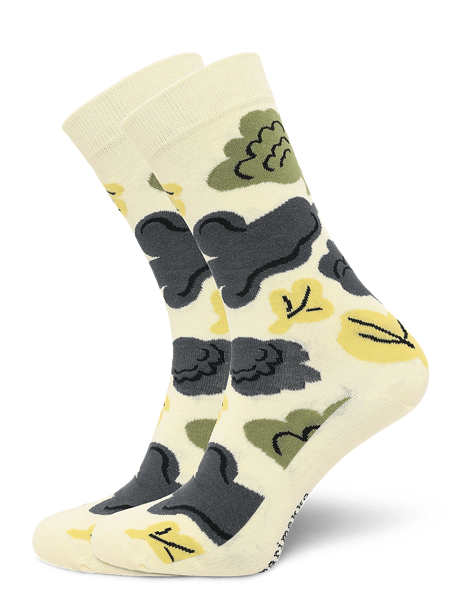 Marimekko - LINJAUS KUKASTA KUKKAAN - almindelige strømper - light yellow, green, grey - 0