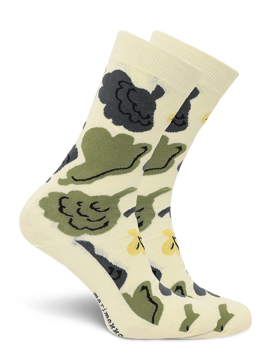 Marimekko - LINJAUS KUKASTA KUKKAAN - almindelige strømper - light yellow, green, grey - 1