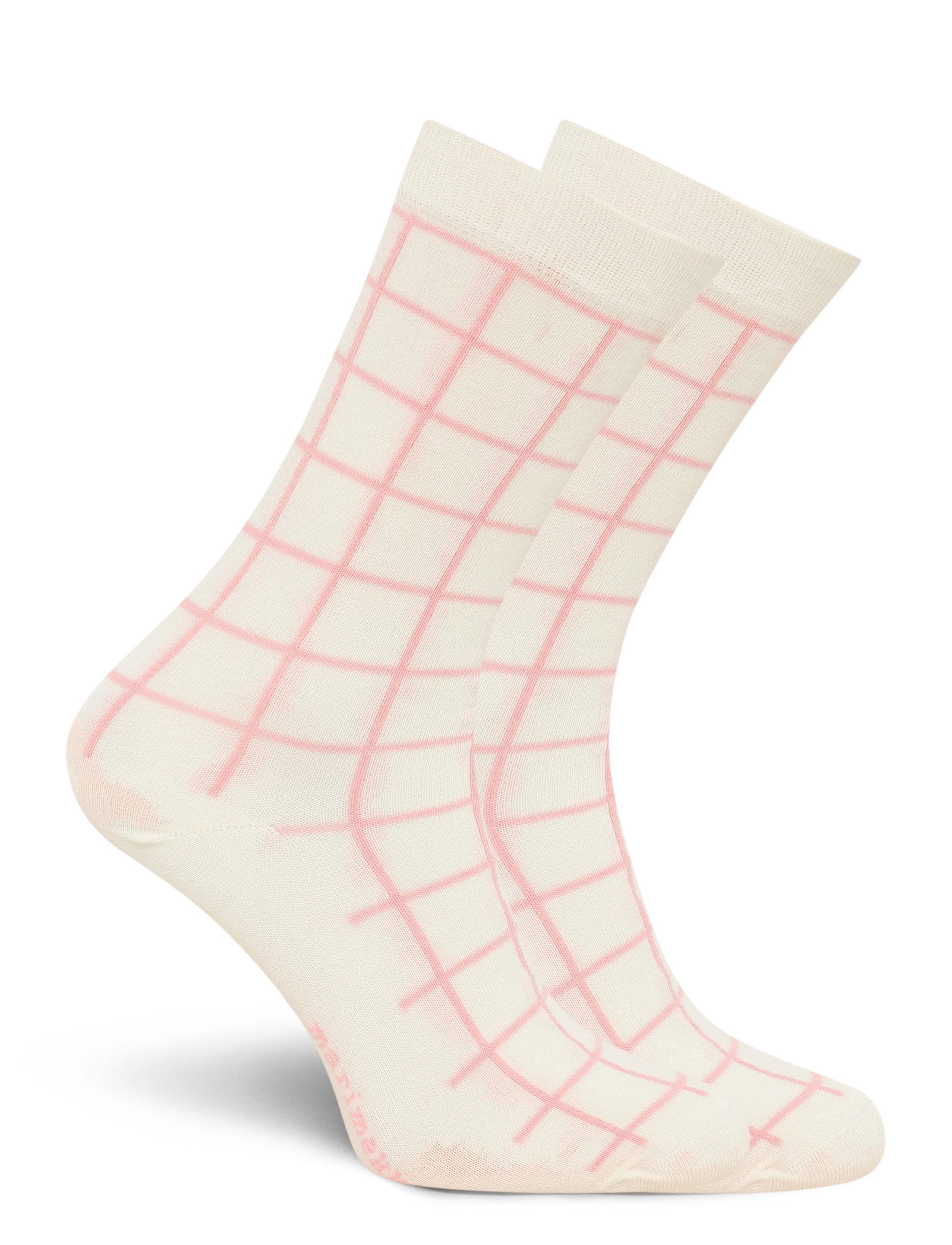 Marimekko - LINJAUS PIKKU RUUTU - almindelige strømper - off white, light pink - 1