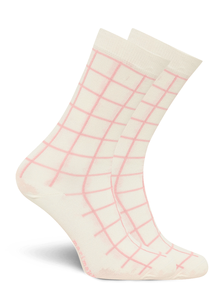 Marimekko - LINJAUS PIKKU RUUTU - almindelige strømper - off white, light pink - 1