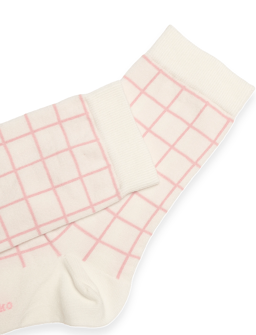 Marimekko - LINJAUS PIKKU RUUTU - almindelige strømper - off white, light pink - 2