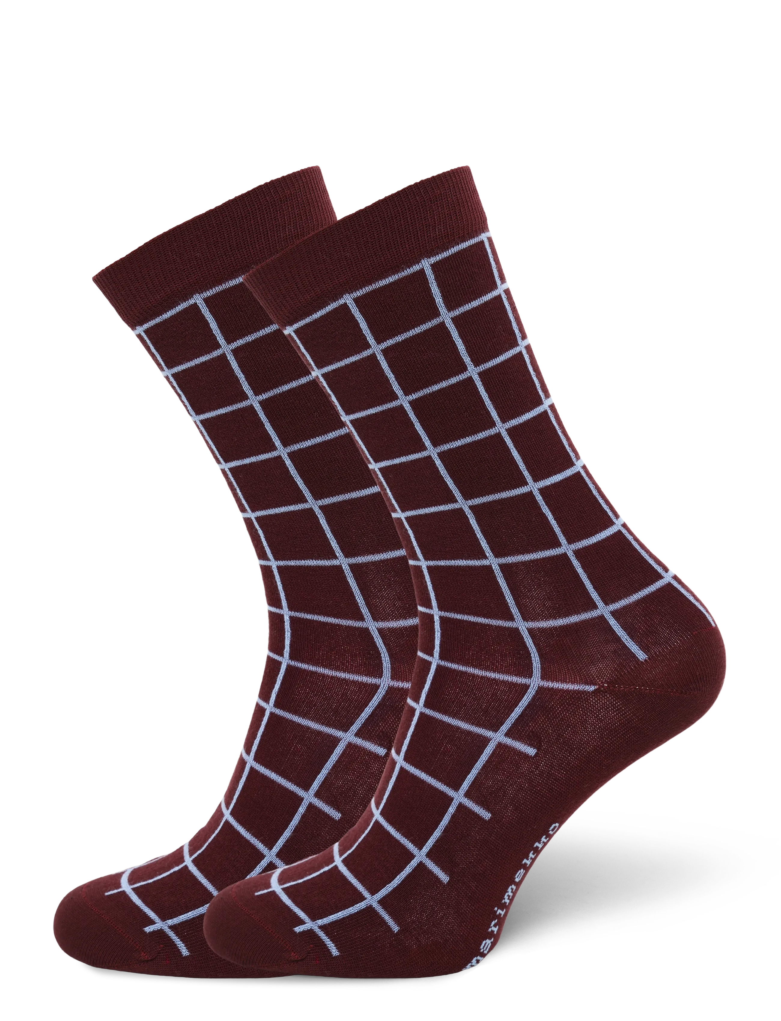 Marimekko Linjaus Pikku Ruutu, 43-46, Socks, Burgunderrot - Regular Frauen