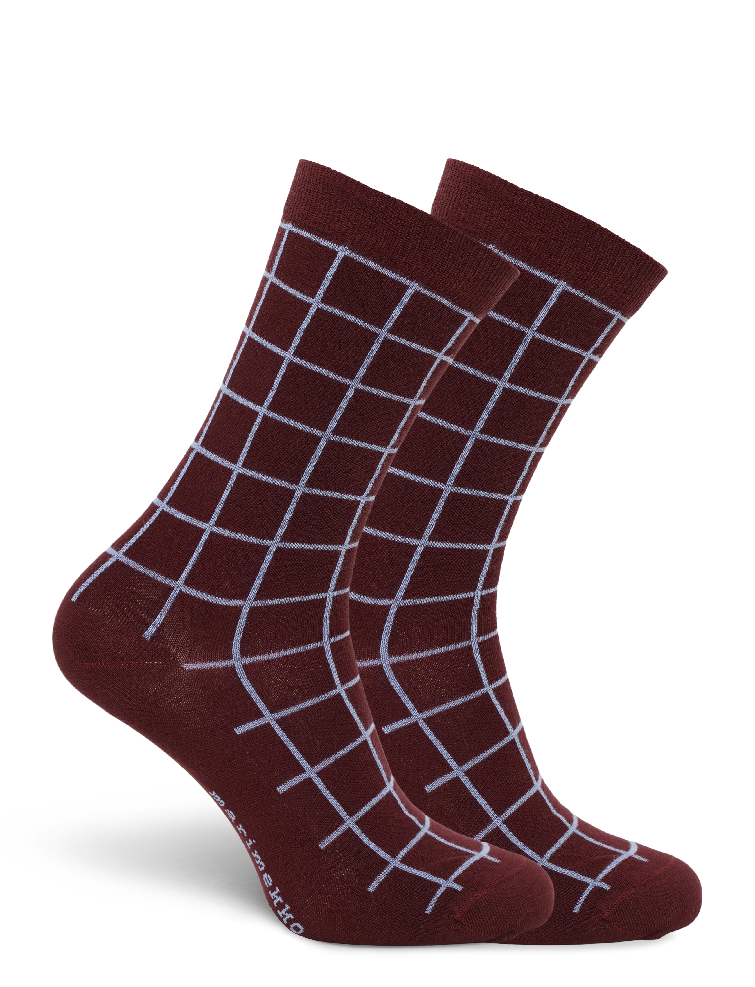 Marimekko - LINJAUS PIKKU RUUTU - almindelige strømper - wine red, light blue - 1