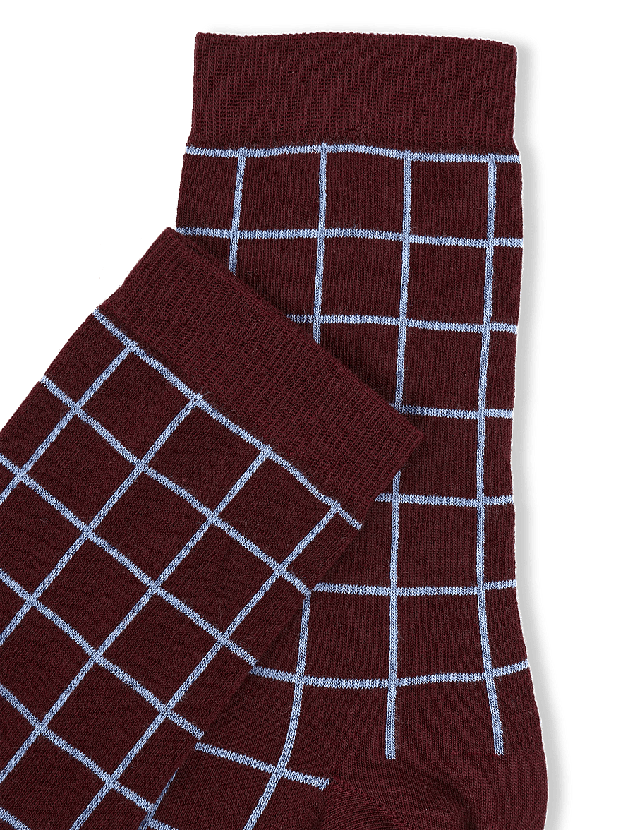 Marimekko - LINJAUS PIKKU RUUTU - almindelige strømper - wine red, light blue - 2