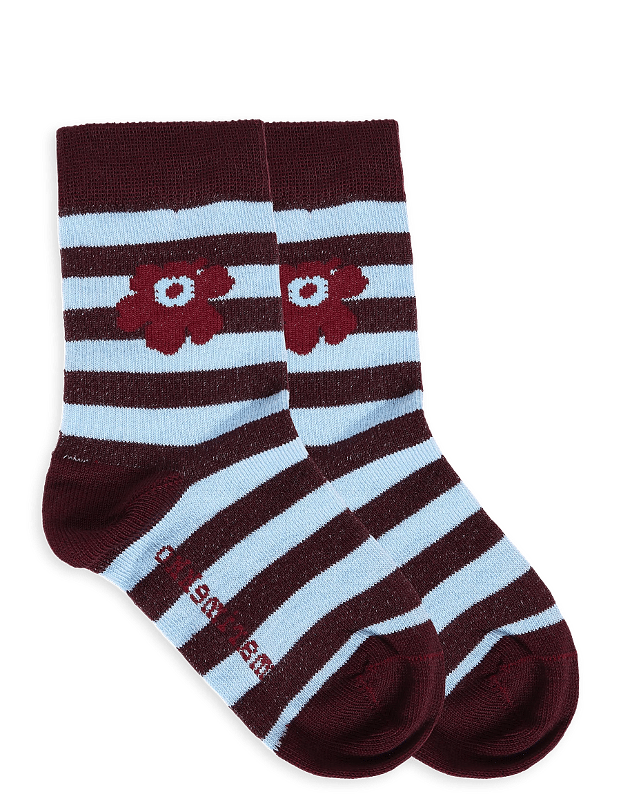 Marimekko - MAKEINEN TASARAITA UNIKKO - wine red, light blue - 1