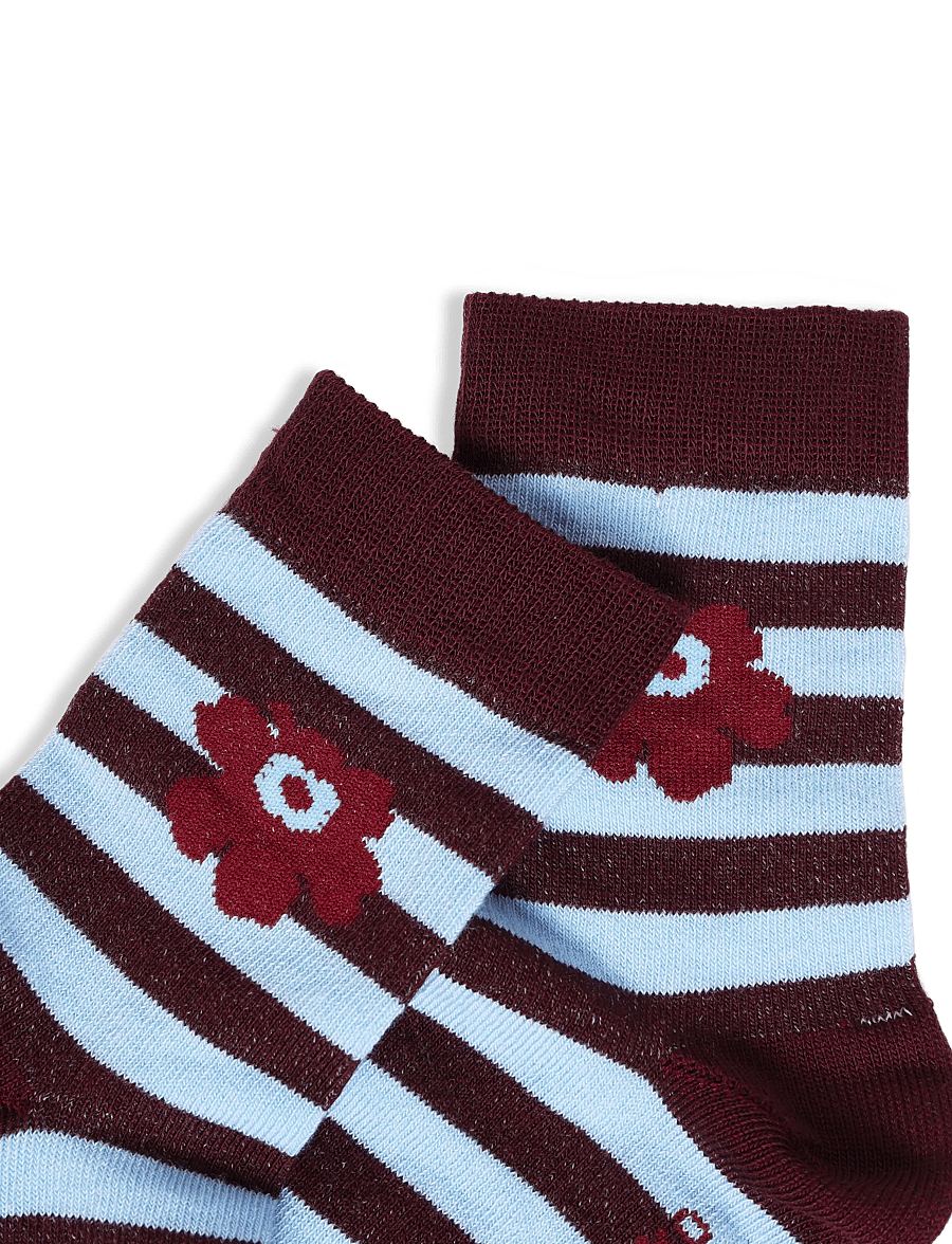 Marimekko - MAKEINEN TASARAITA UNIKKO - wine red, light blue - 2