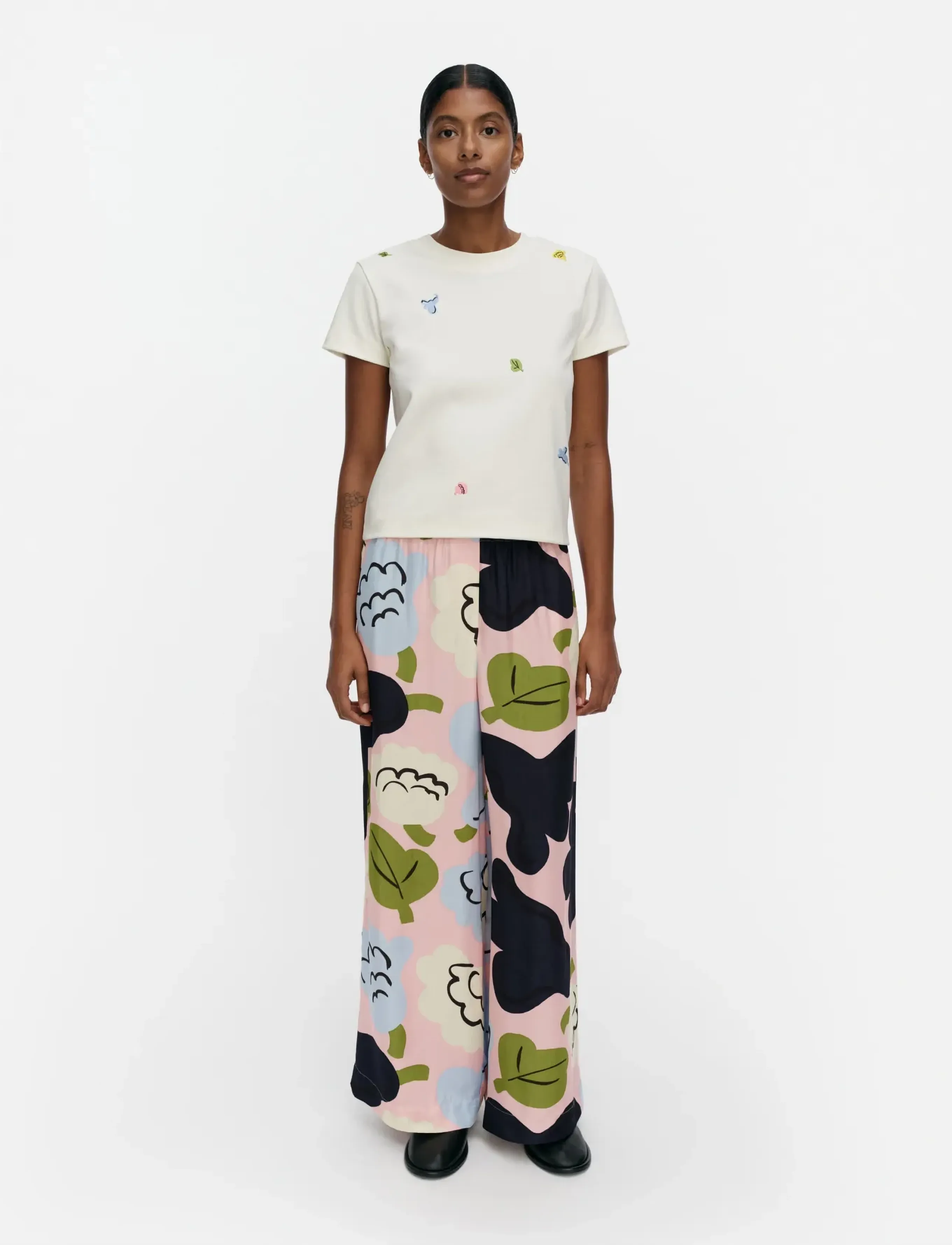 Marimekko Vaihtelu Kukasta Kukkaan, M, Pink, Bukser > Brede Ben, Dame