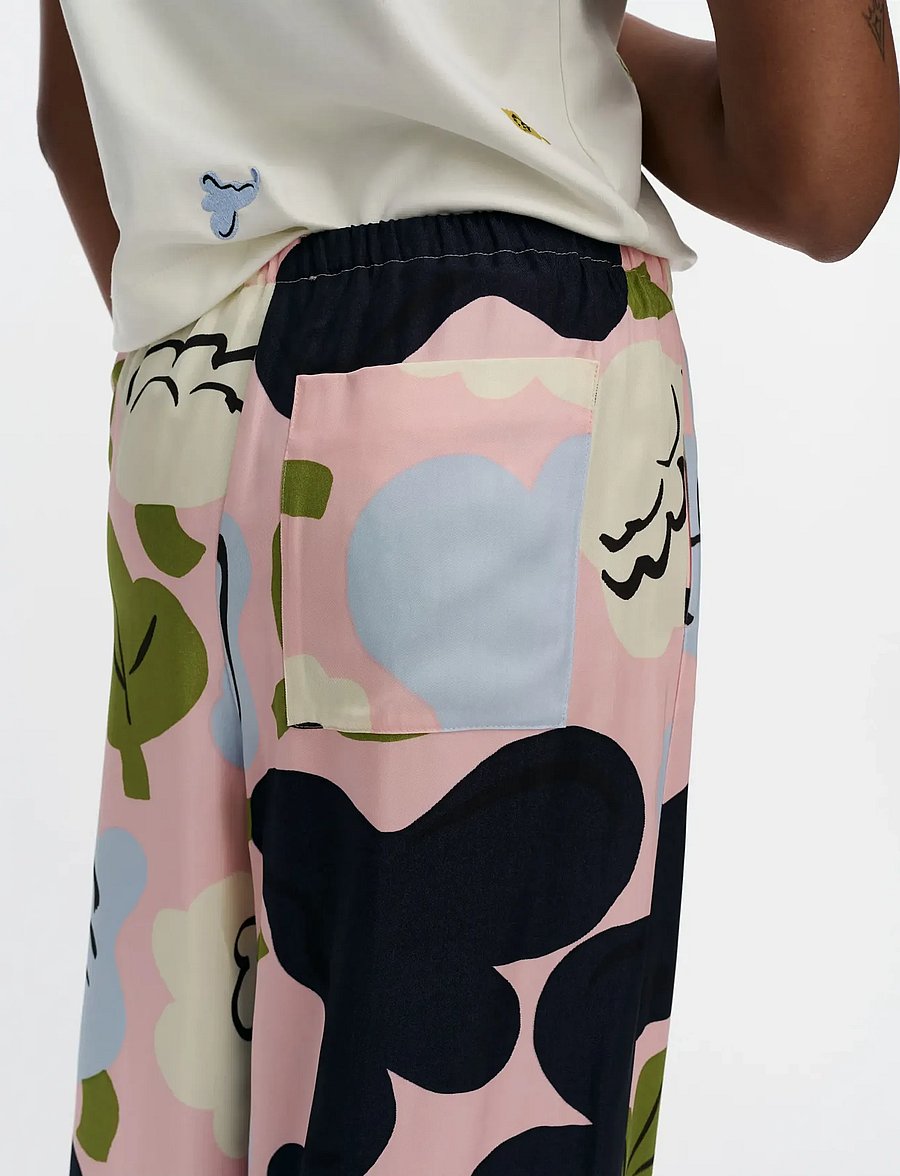 Marimekko - VAIHTELU KUKASTA KUKKAAN - laia säärega püksid - lt. pink, dk. blue, lt. blue - 3