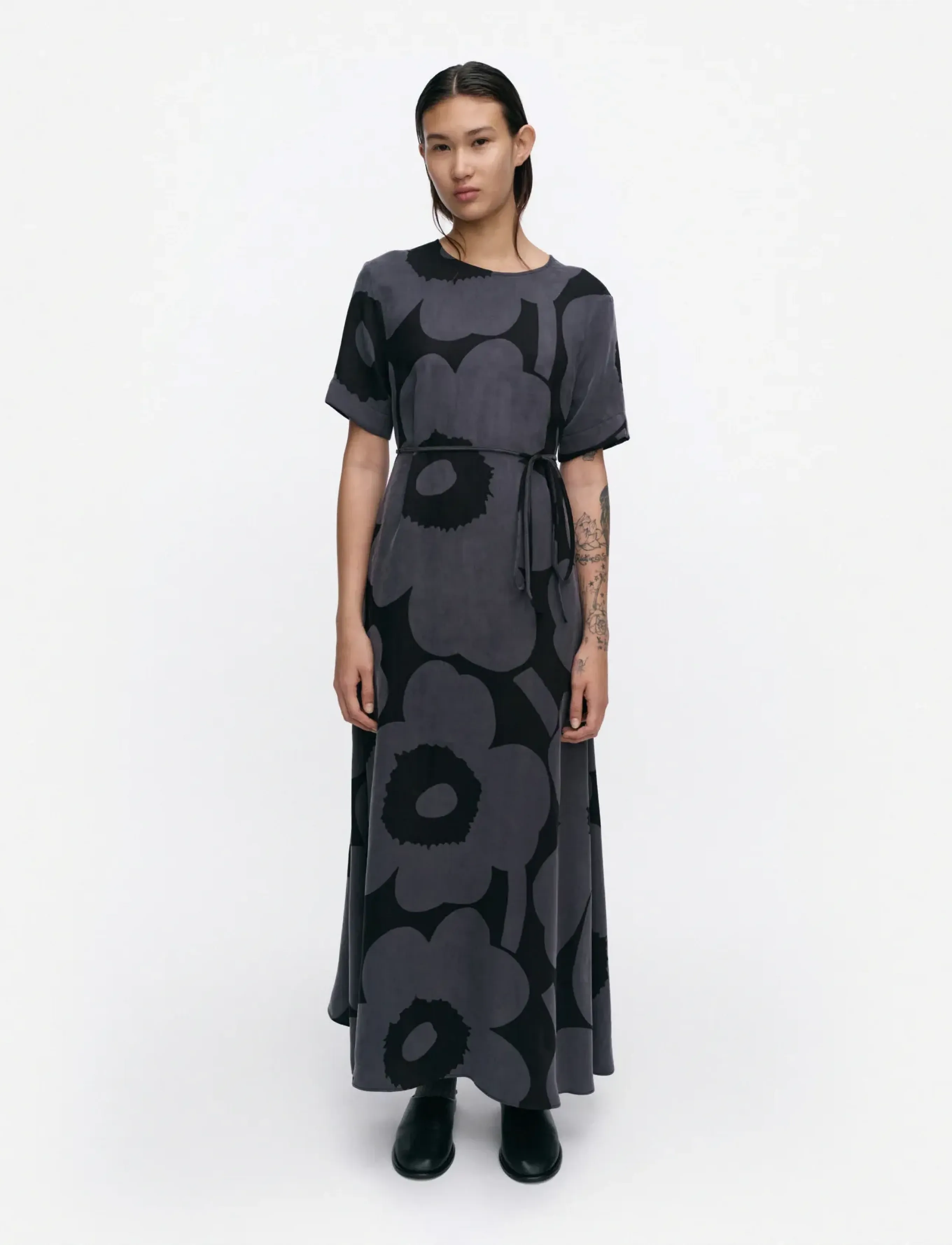 Marimekko Taipale Unikko, Kvinder, Maxikjole, Navy, Str: 36