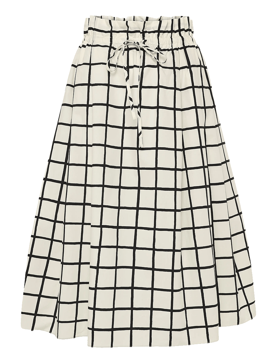 Marimekko - KIRJOITUS ISO RUUTU - midi-röcke - off white, black - 1