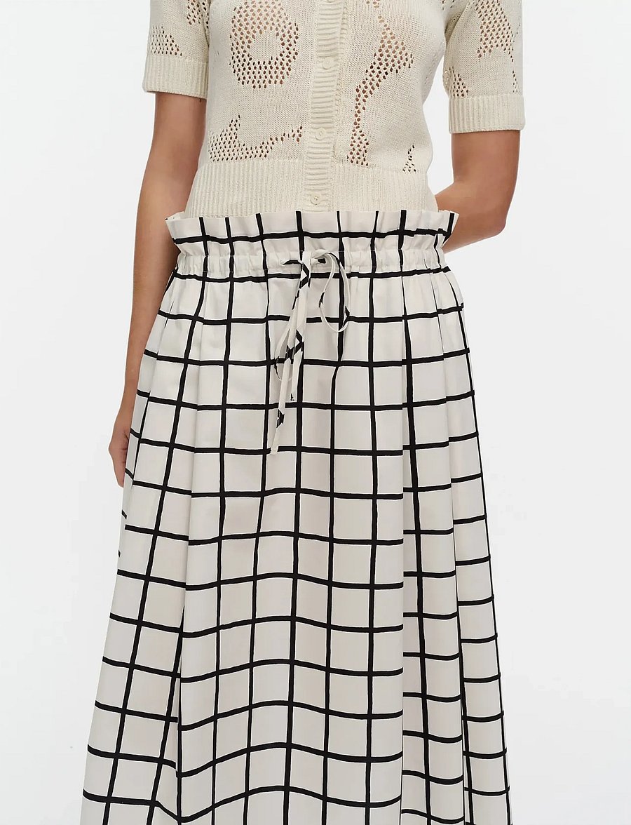 Marimekko - KIRJOITUS ISO RUUTU - midi-röcke - off white, black - 3