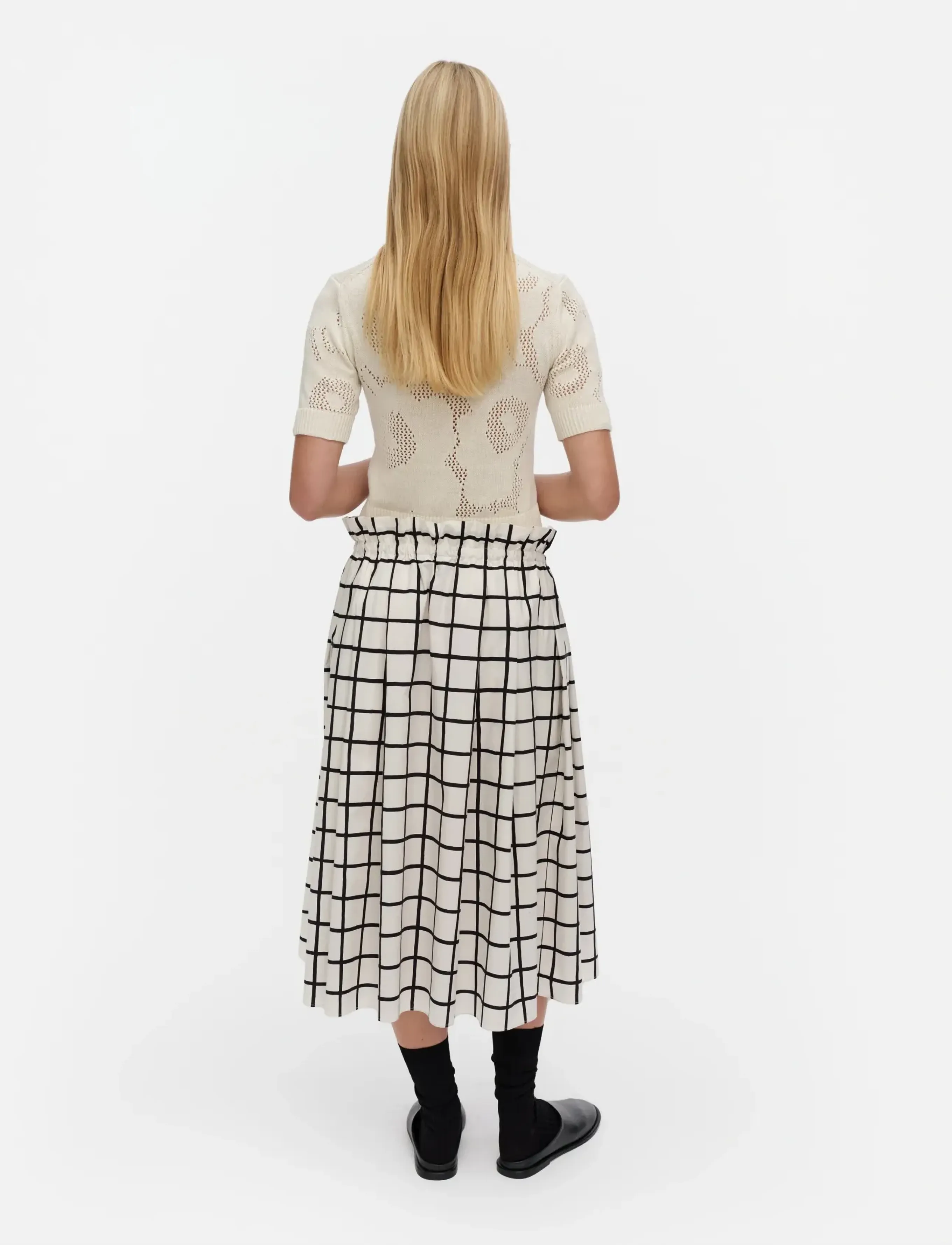 Marimekko - KIRJOITUS ISO RUUTU - off white, black - 4