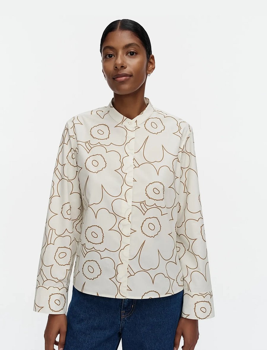 Marimekko - LOHKO PIIRTO UNIKKO - koszule z długimi rękawami - off white, olive green - 3