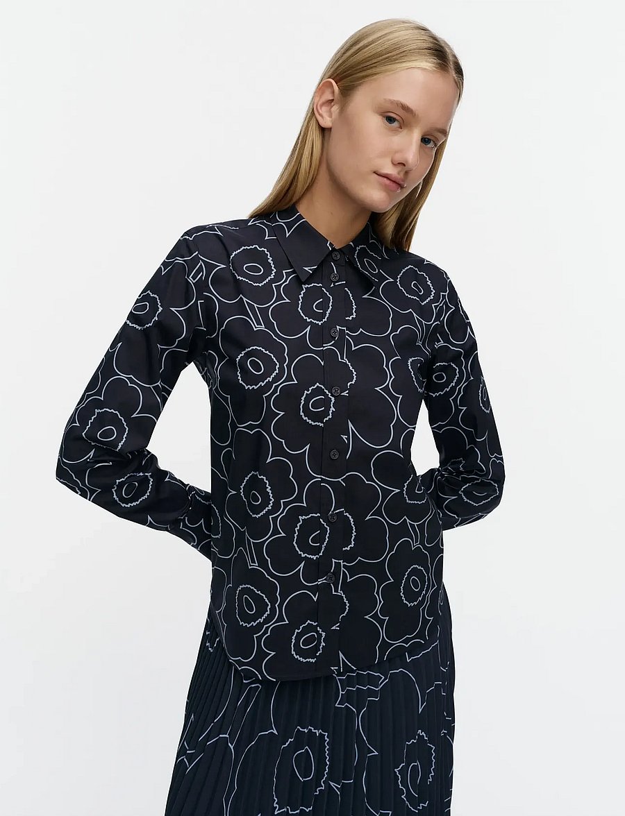 Marimekko - INNOTA PIIRTO UNIKKO - pitkähihaiset kauluspaidat - dark blue, light blue - 3