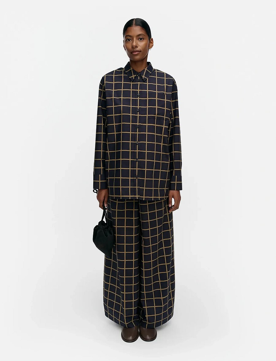 Marimekko - TÄHDELLÄ ISO RUUTU - langærmede skjorter - dark blue, olive green - 0
