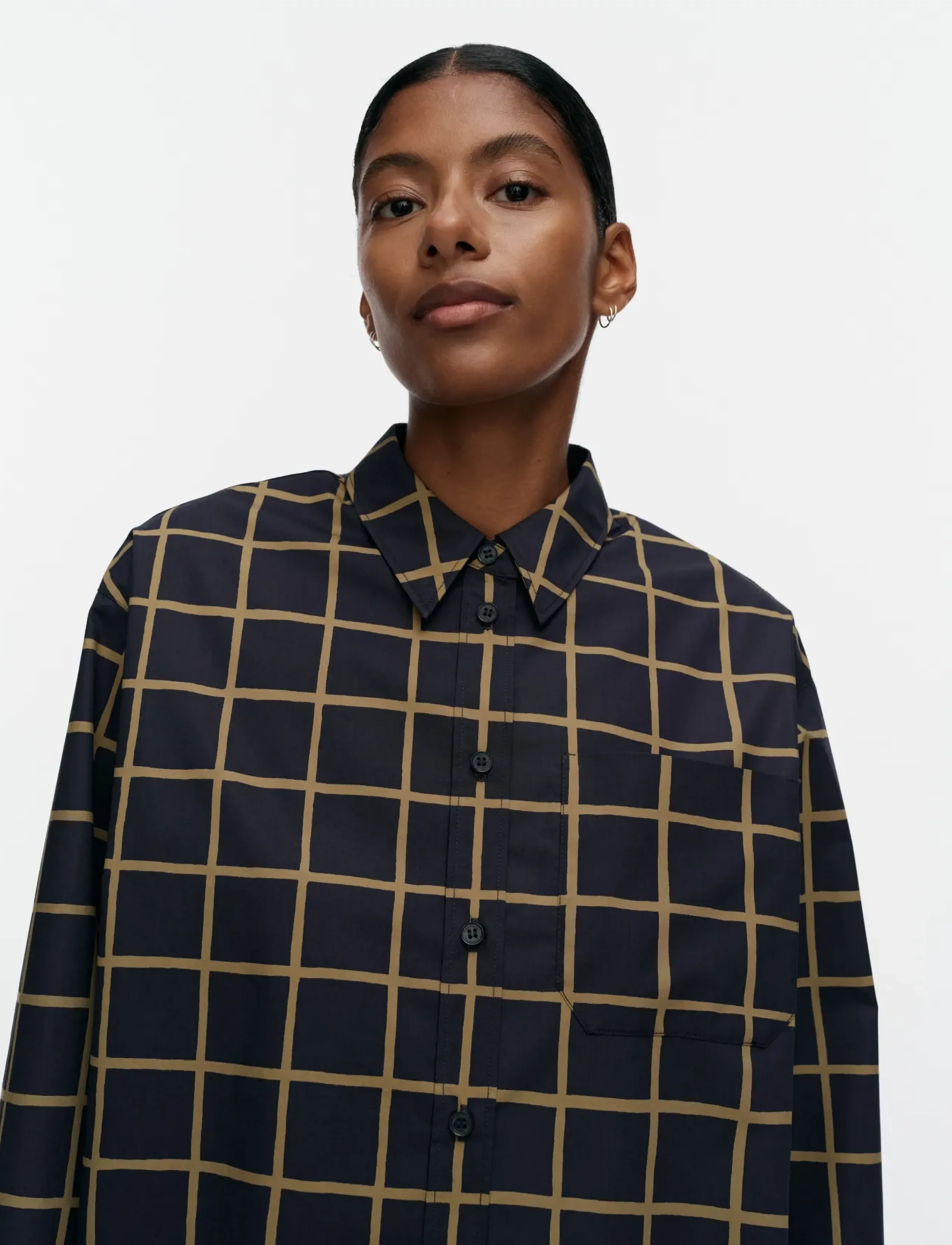 Marimekko - TÄHDELLÄ ISO RUUTU - langærmede skjorter - dark blue, olive green - 3
